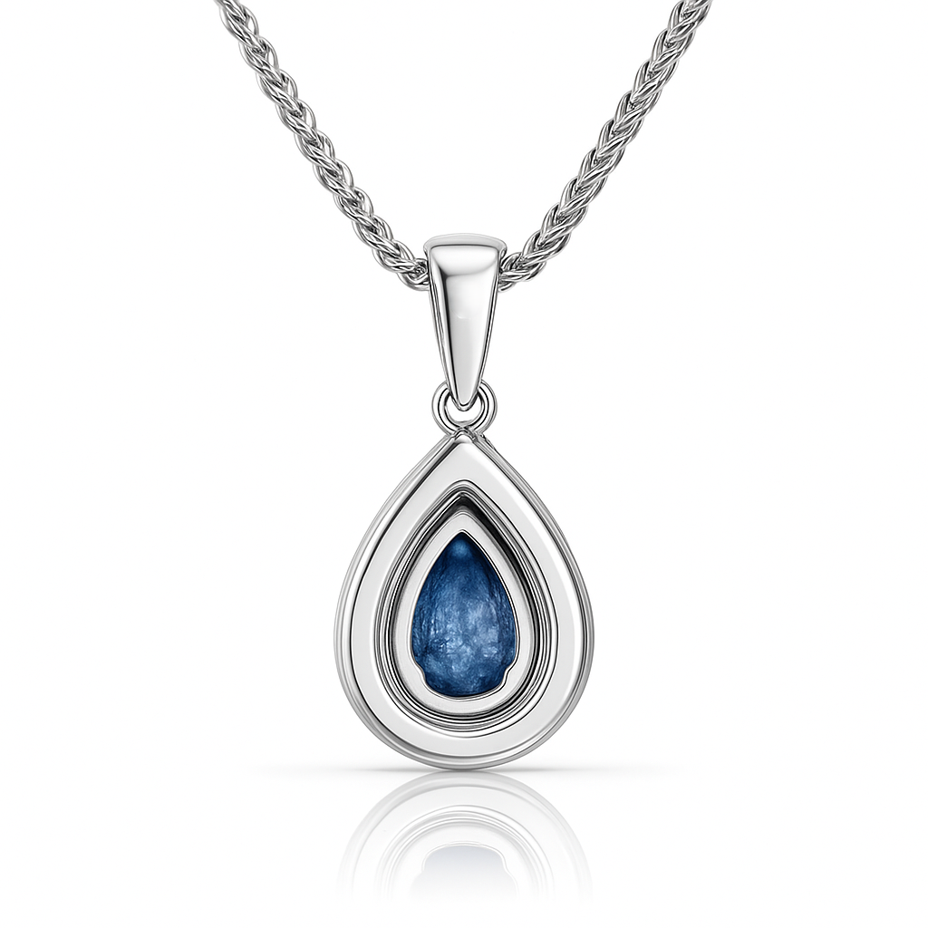 Pear shape Blue Sapphire Halo Setting Pendant Necklace 0.50CT