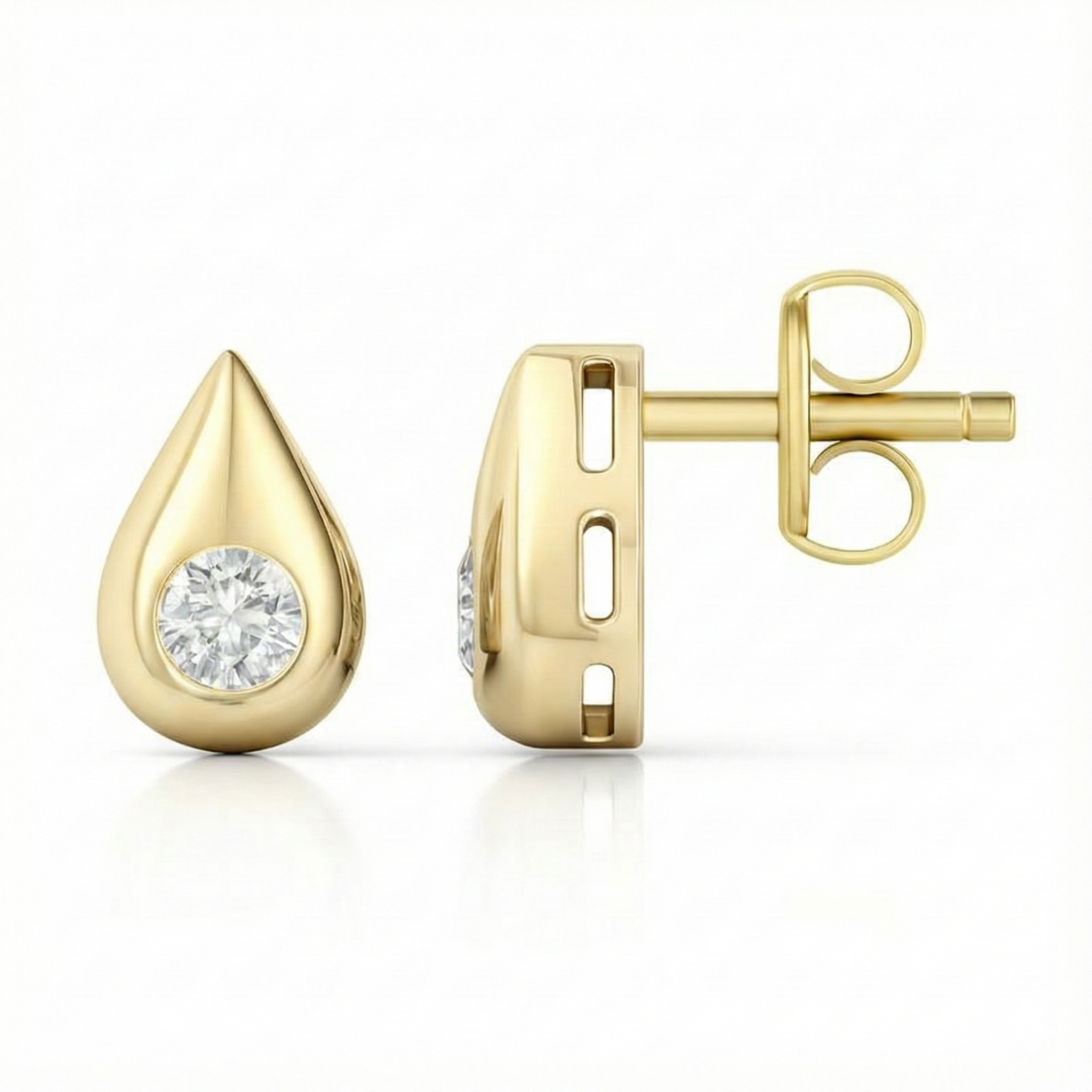 0.30ct Round Diamond Tear Drop Earring, 18ct White Gold Chloe's Jewellers