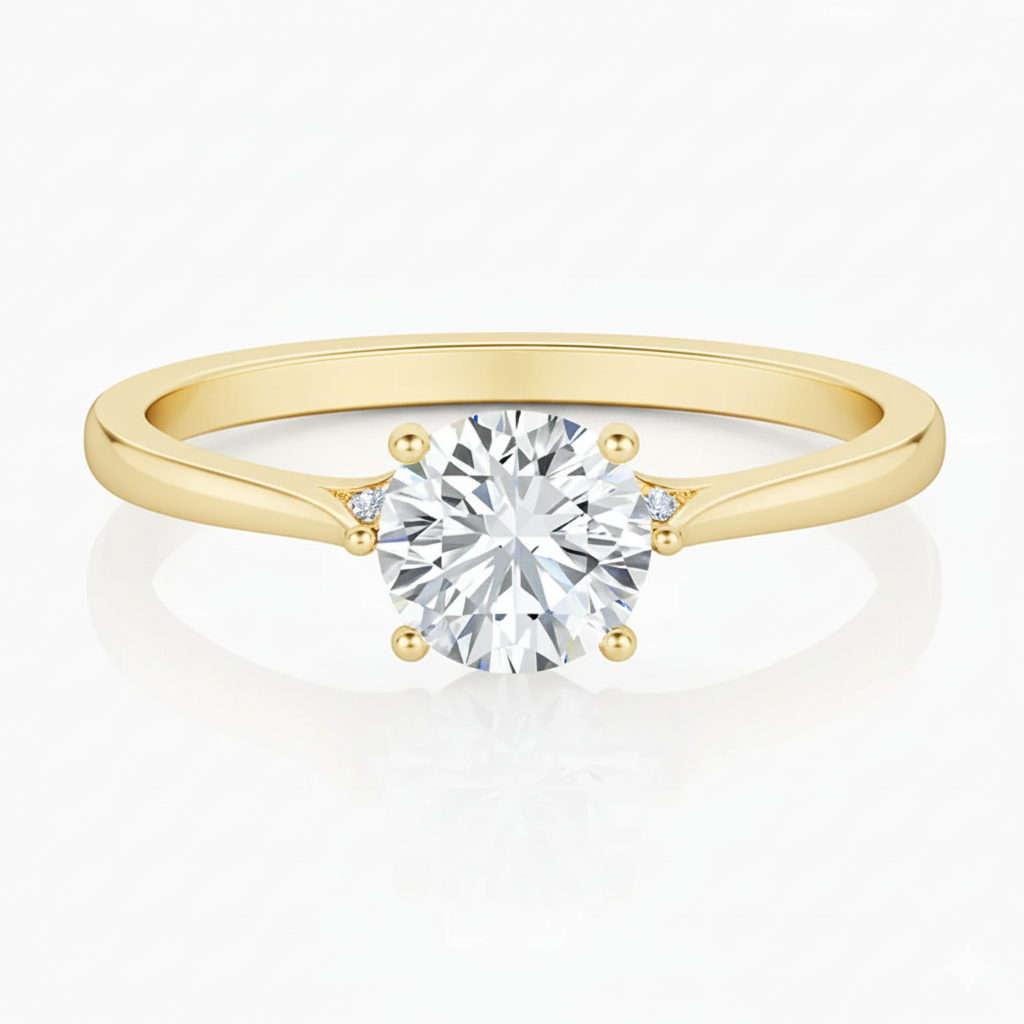 Engagement ring | Wedding ring | 18k yellow gold ring | Single stone ring | Natural diamond ring