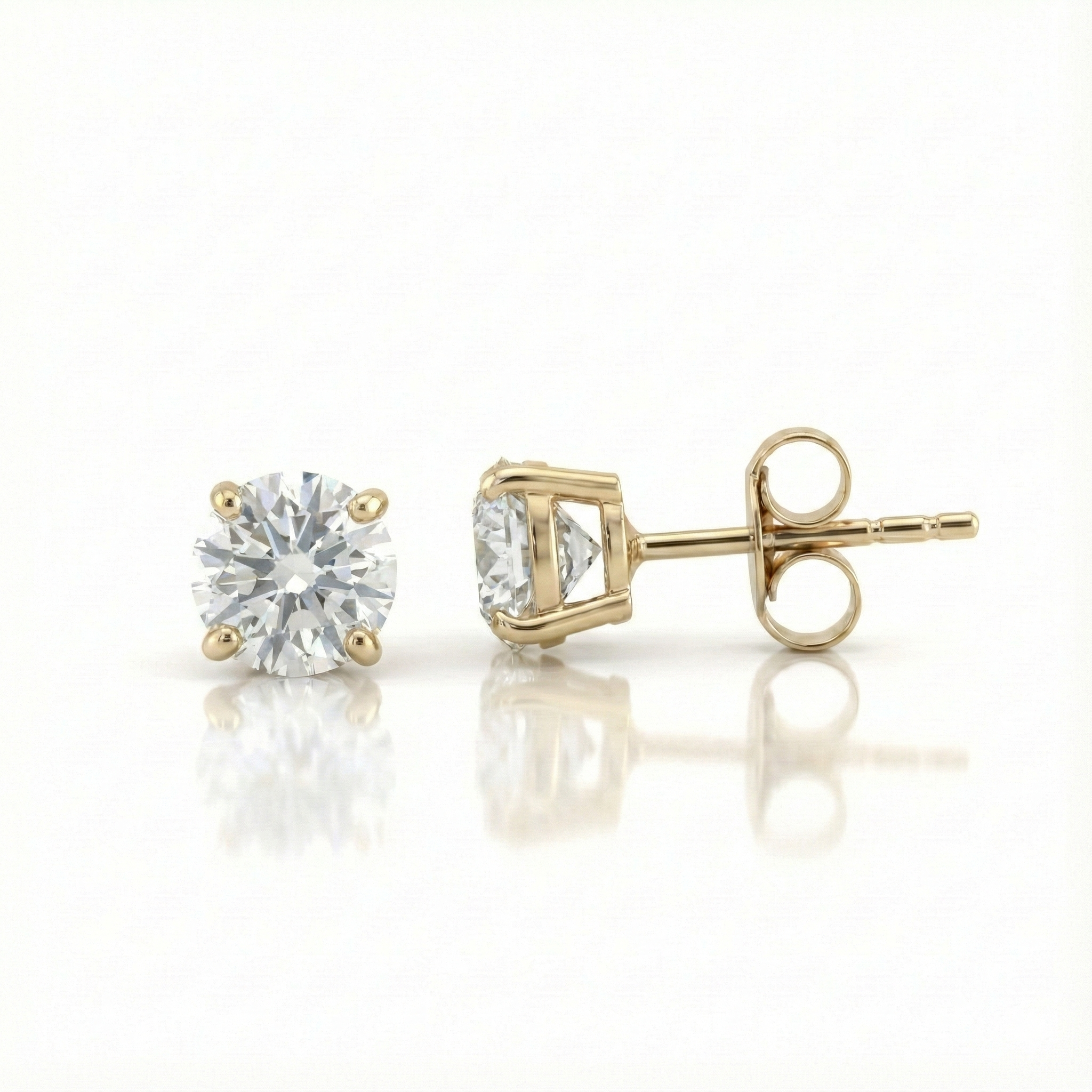 1.00ct Round Cut Lab Diamond Stud Earrings, 18ct White Gold