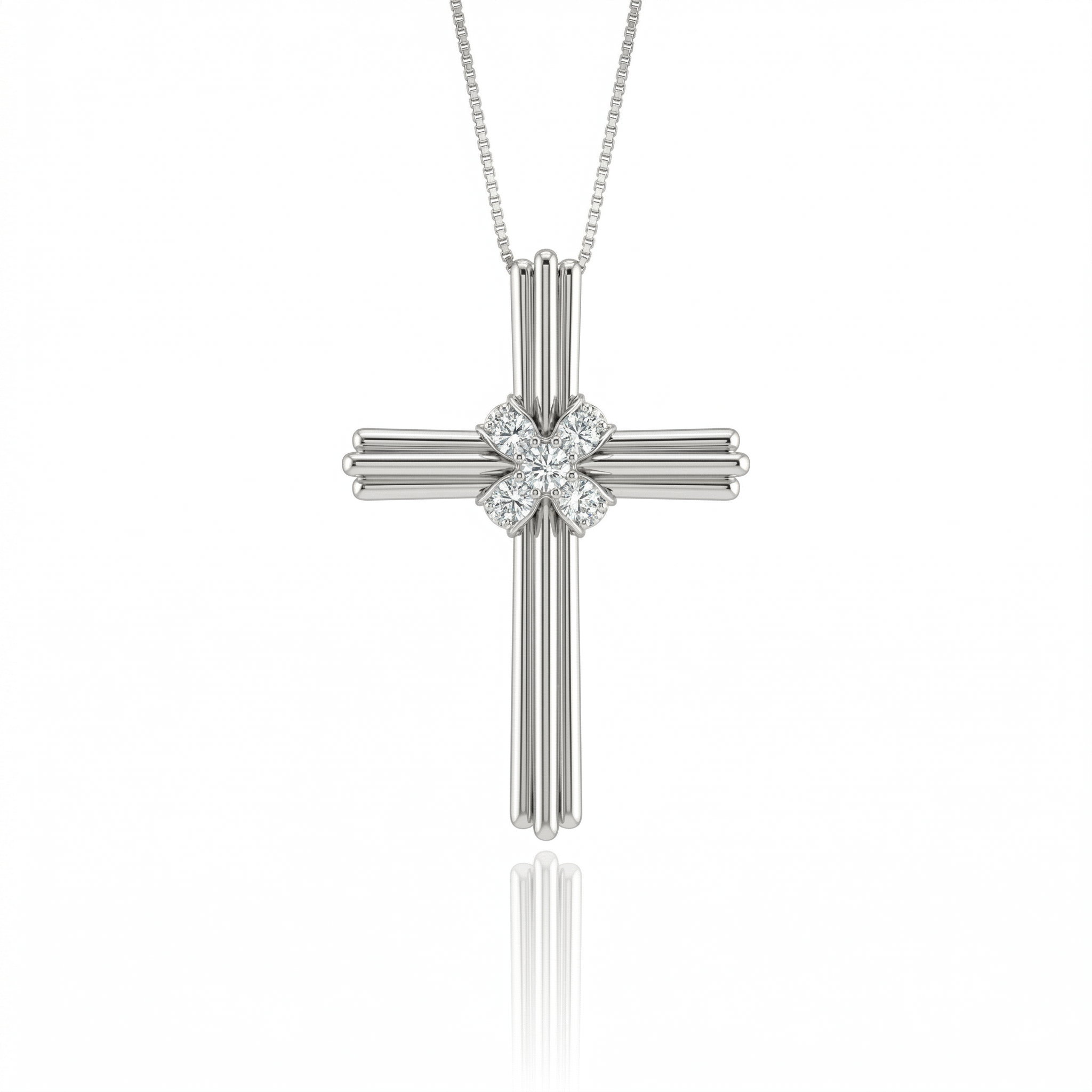 0.10ct Natural Diamond Cross Pendant Necklace in Platinum