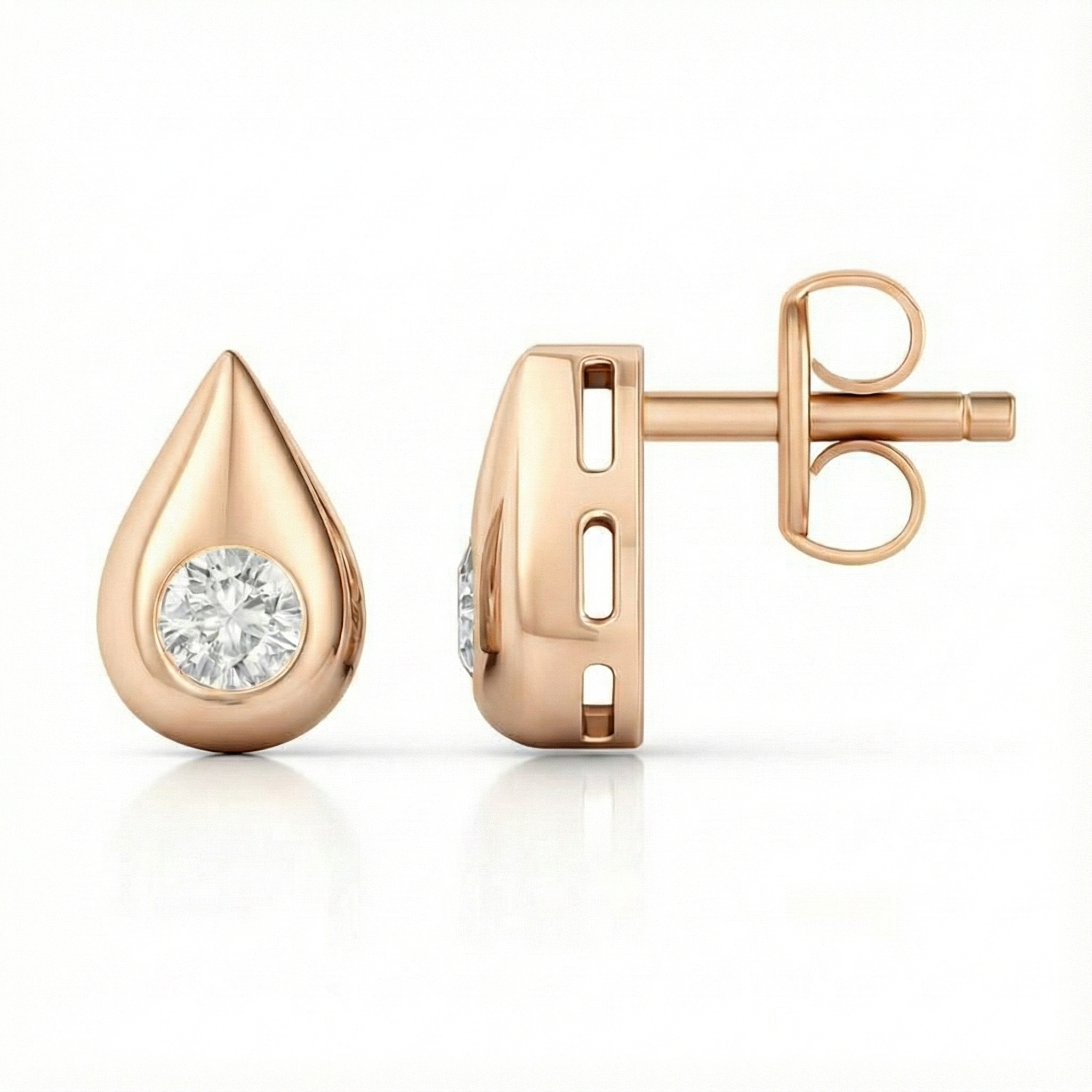 0.30ct Round Diamond Tear Drop Earring, 18ct White Gold Chloe's Jewellers