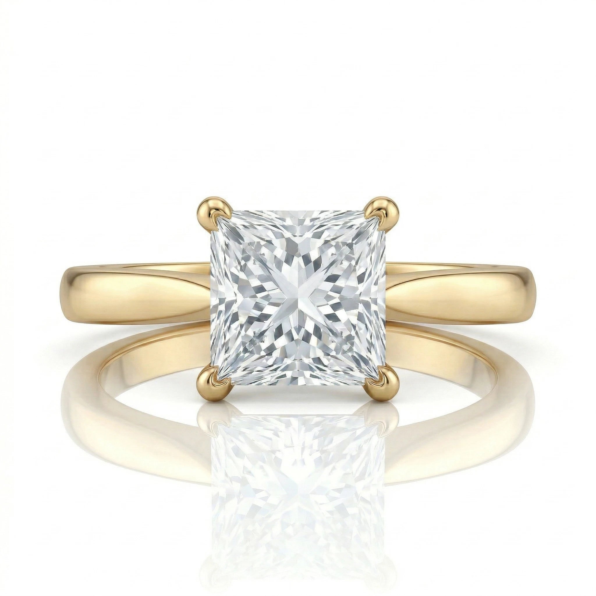 0.71ct GIA Natural Princess Cut Solitaire Setting Engagement Ring