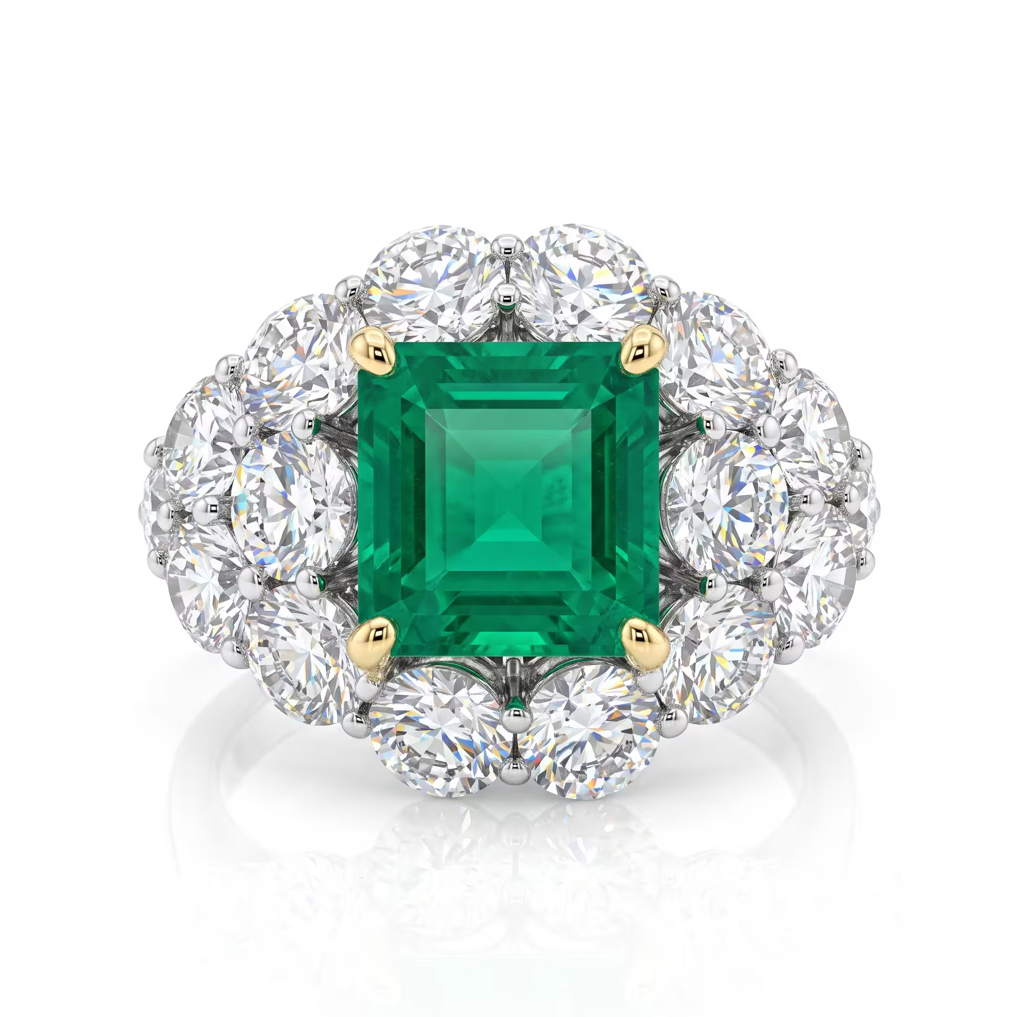 2.28ct Emerald Cut Colombian Emerald Engagement Ring - 18K Gold