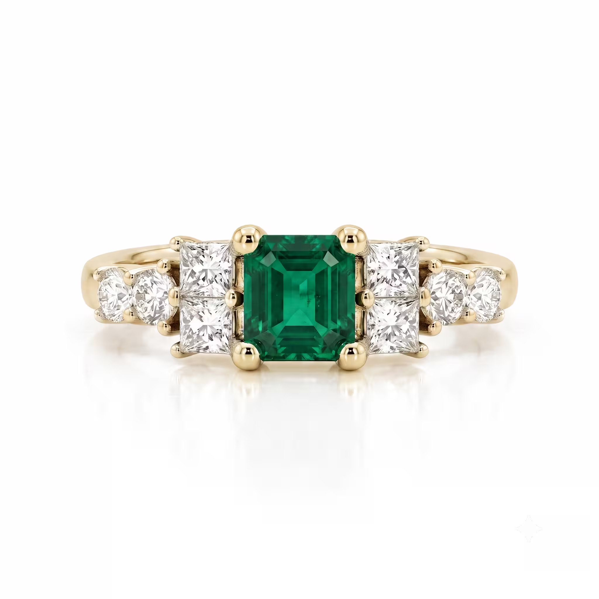 0.40ct Square Emerald Cut Colombian Emerald Engagement Ring - 18K Gold