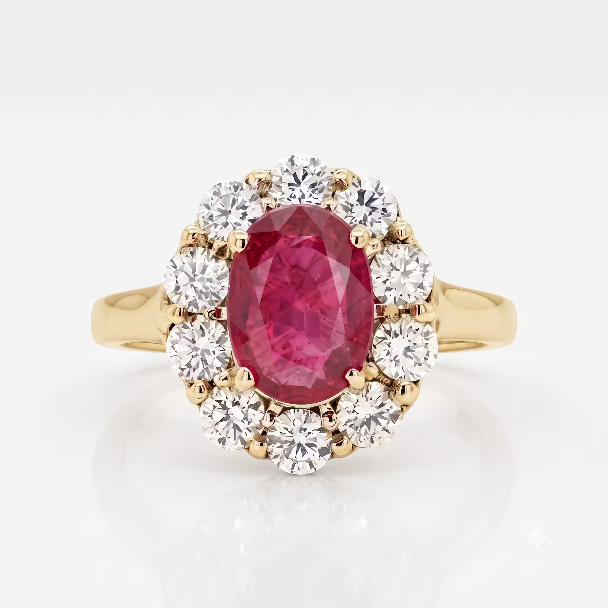 1.00ct Oval Shape African Ruby Halo Set Engagement Ring