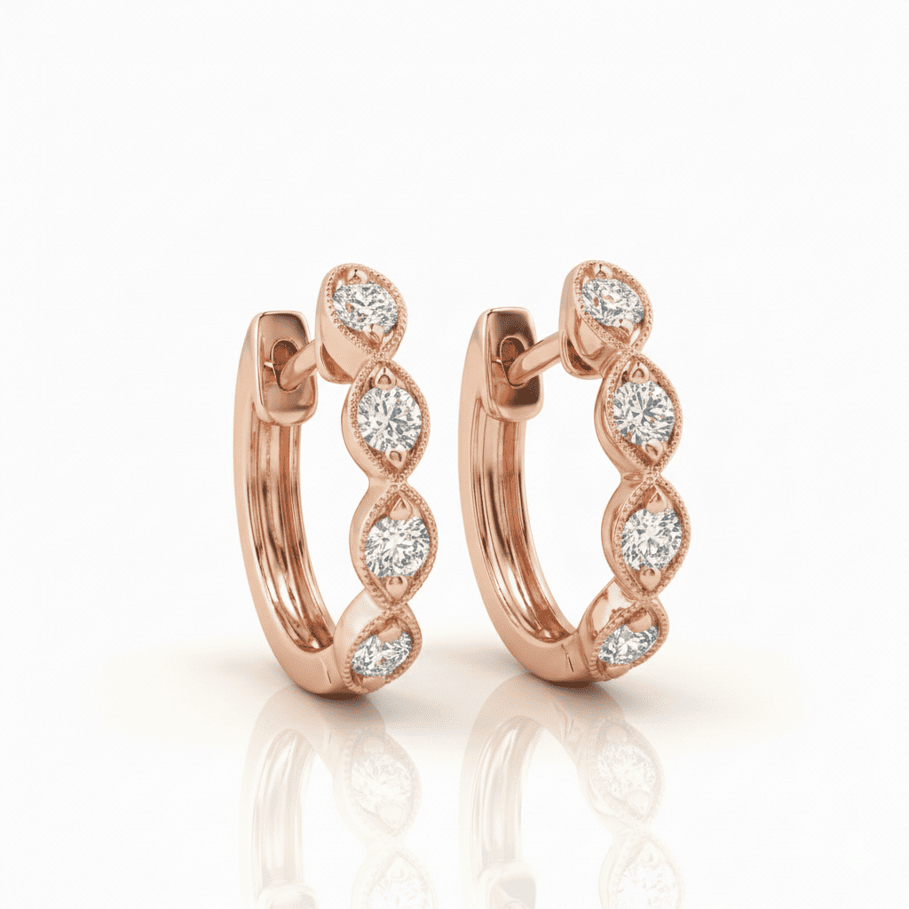 18K White Gold Brilliant Cut Diamond Round Hoop Earrings 0.42CT