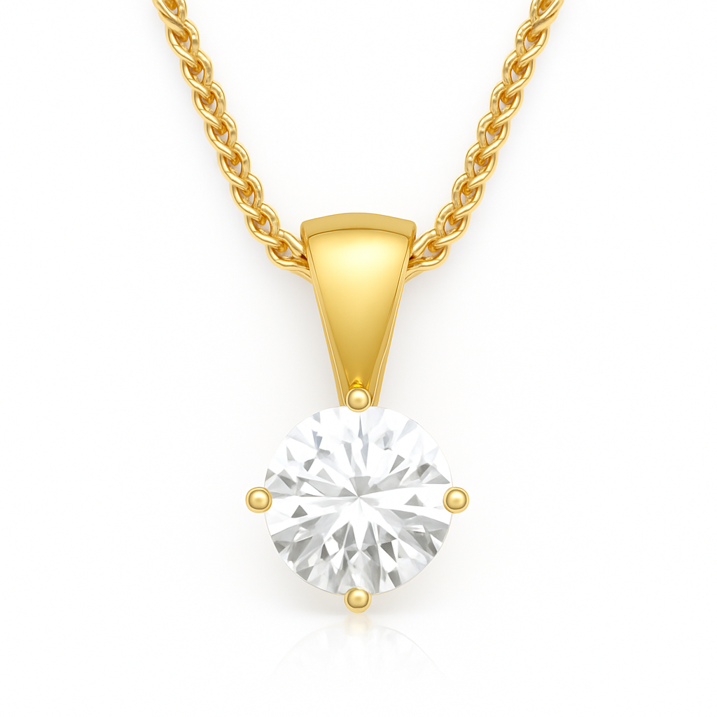 18K White Gold Round Brilliant Cut Natural Diamond Solitaire Pendant Necklace 1.00CT