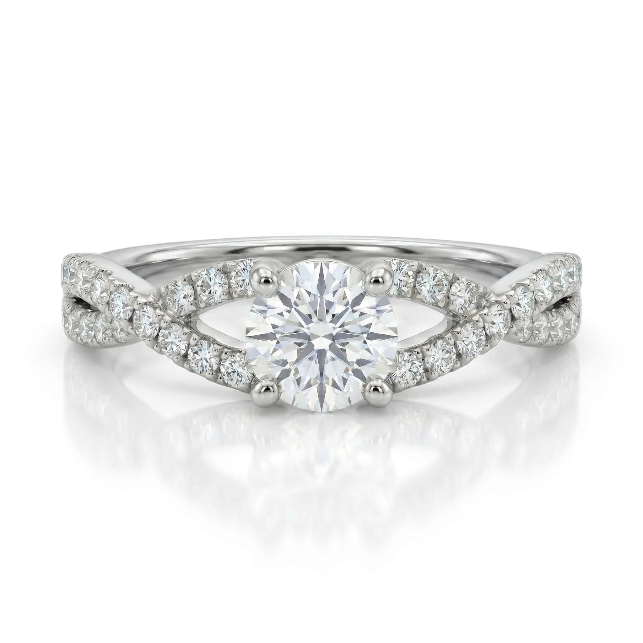 0.43ct Round Cut Natural Diamond Engagement Ring with Split Shank Chloe's Jewellers