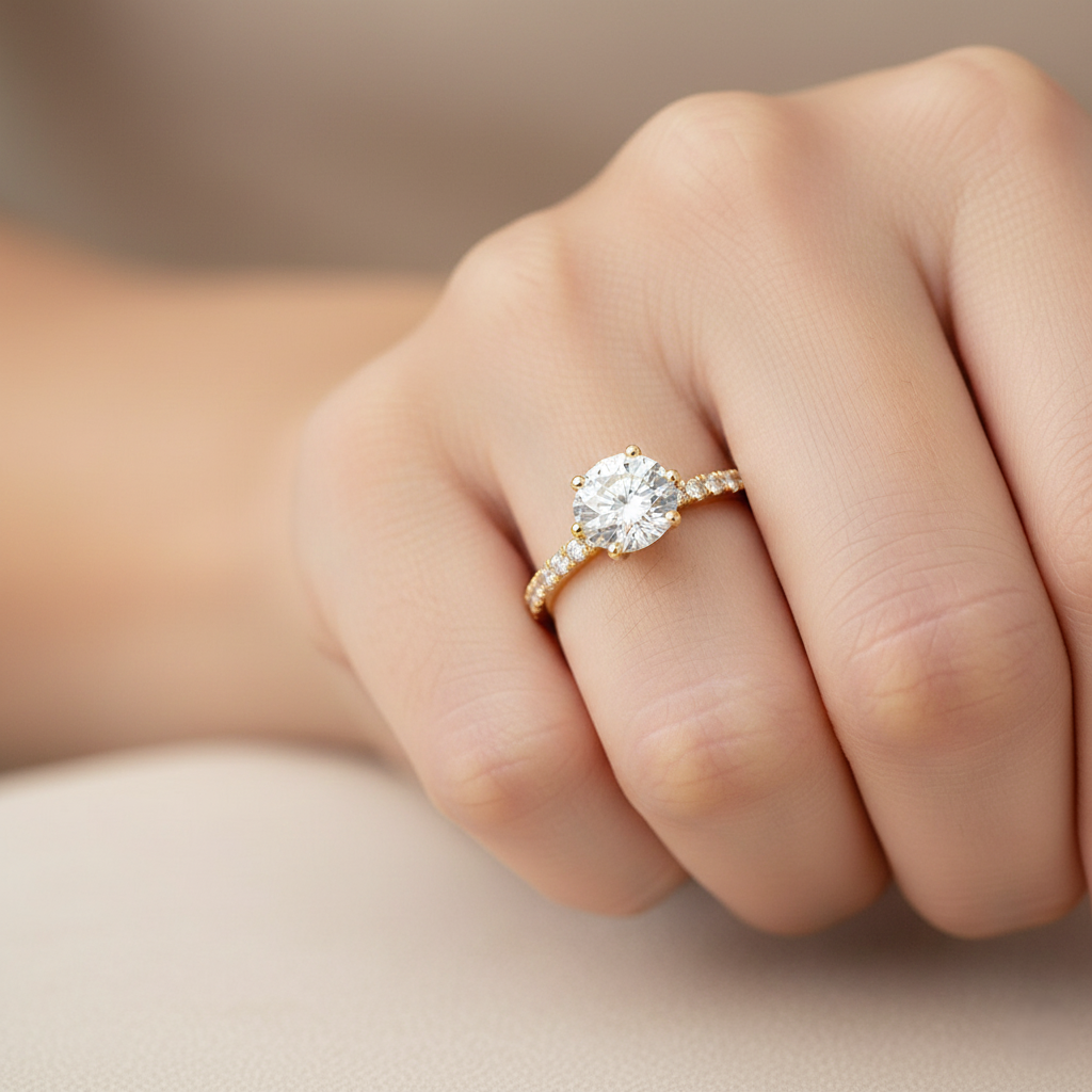 Engagement ring | Wedding ring | 18k Yellow gold wedding ring | Ring for her | Diamond ring