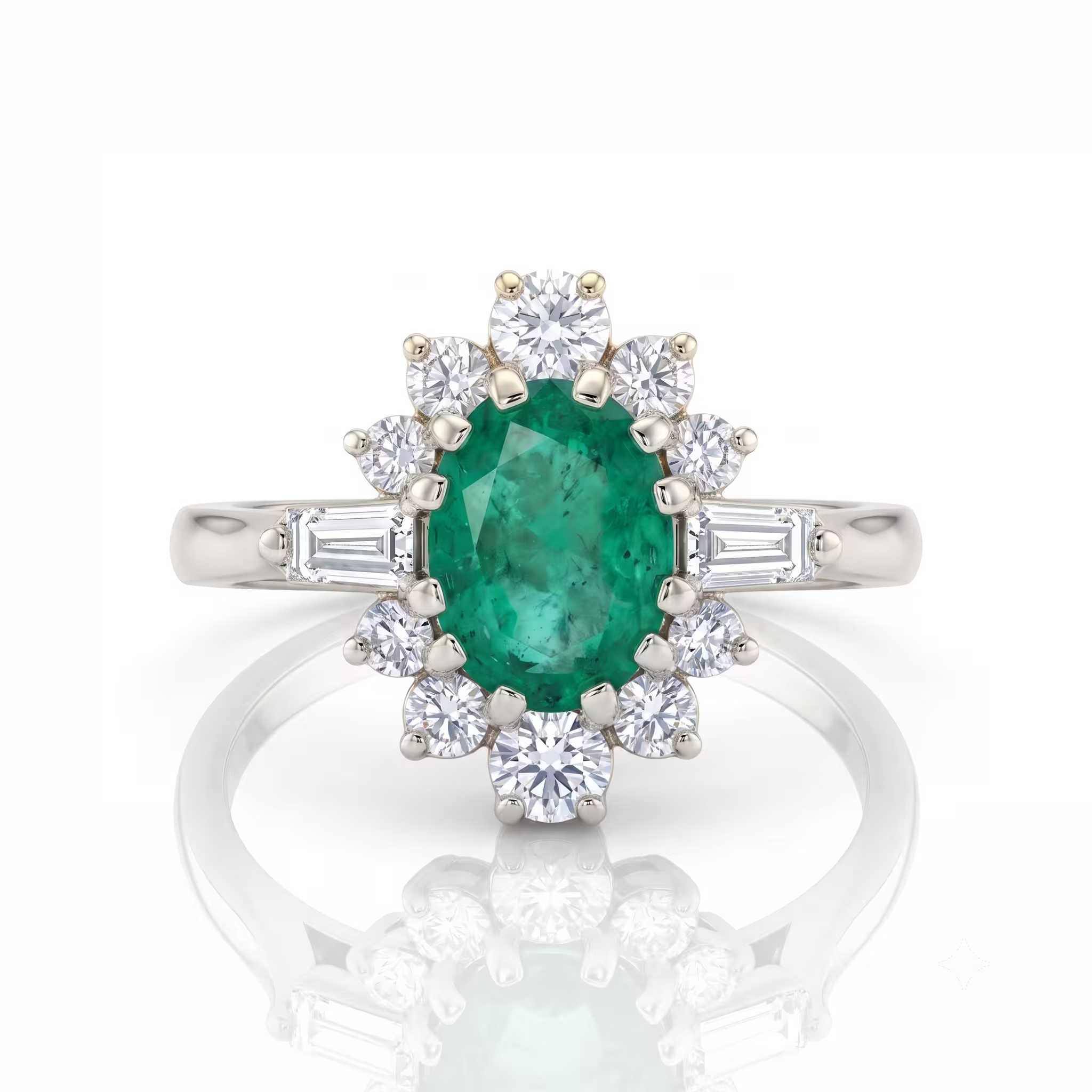0.60ct Oval Cut Zambian Emerald Engagement Ring - 18K Gold