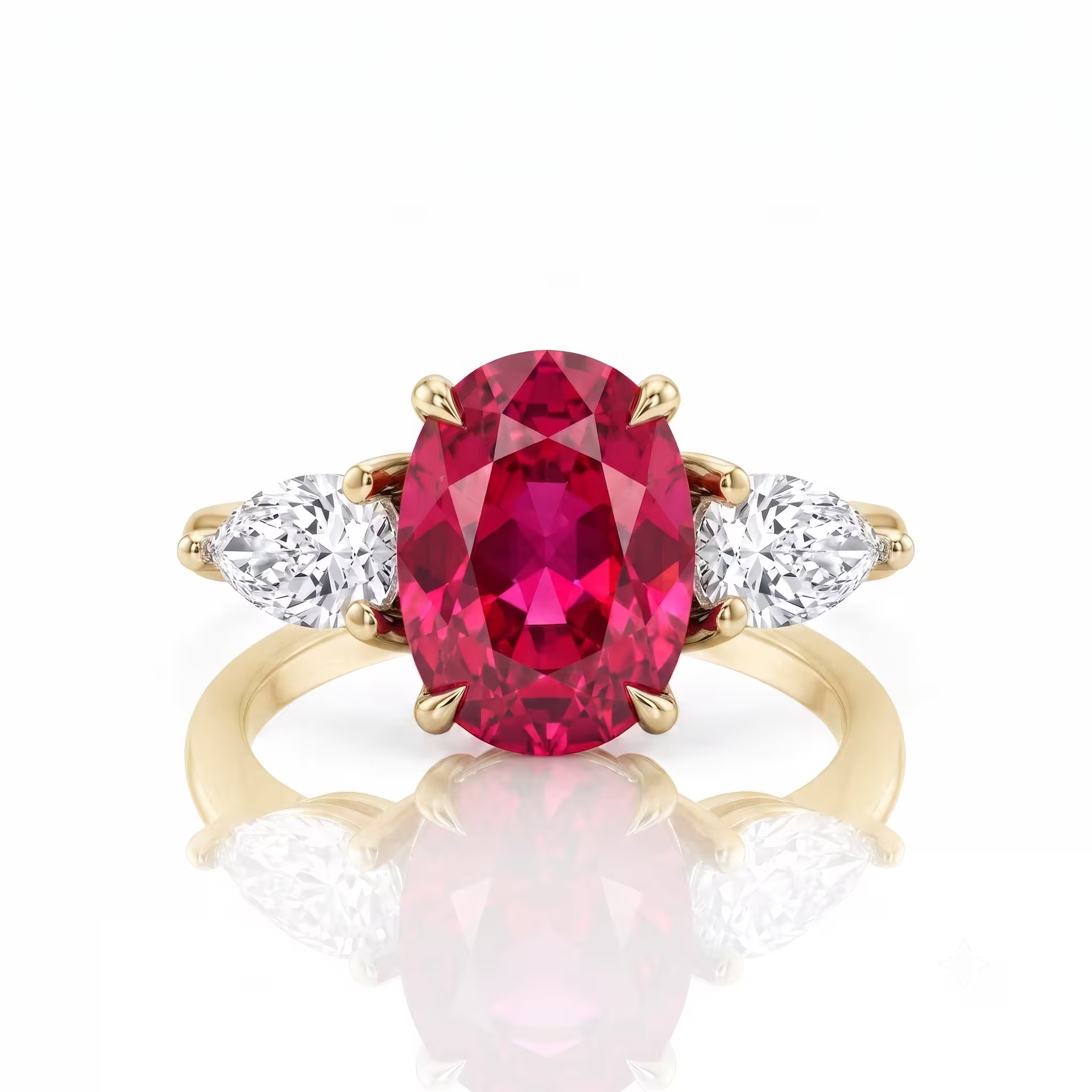 3.00ct Oval Cut Africa No Heat Ruby Trilogy Engagement Ring - Platinum