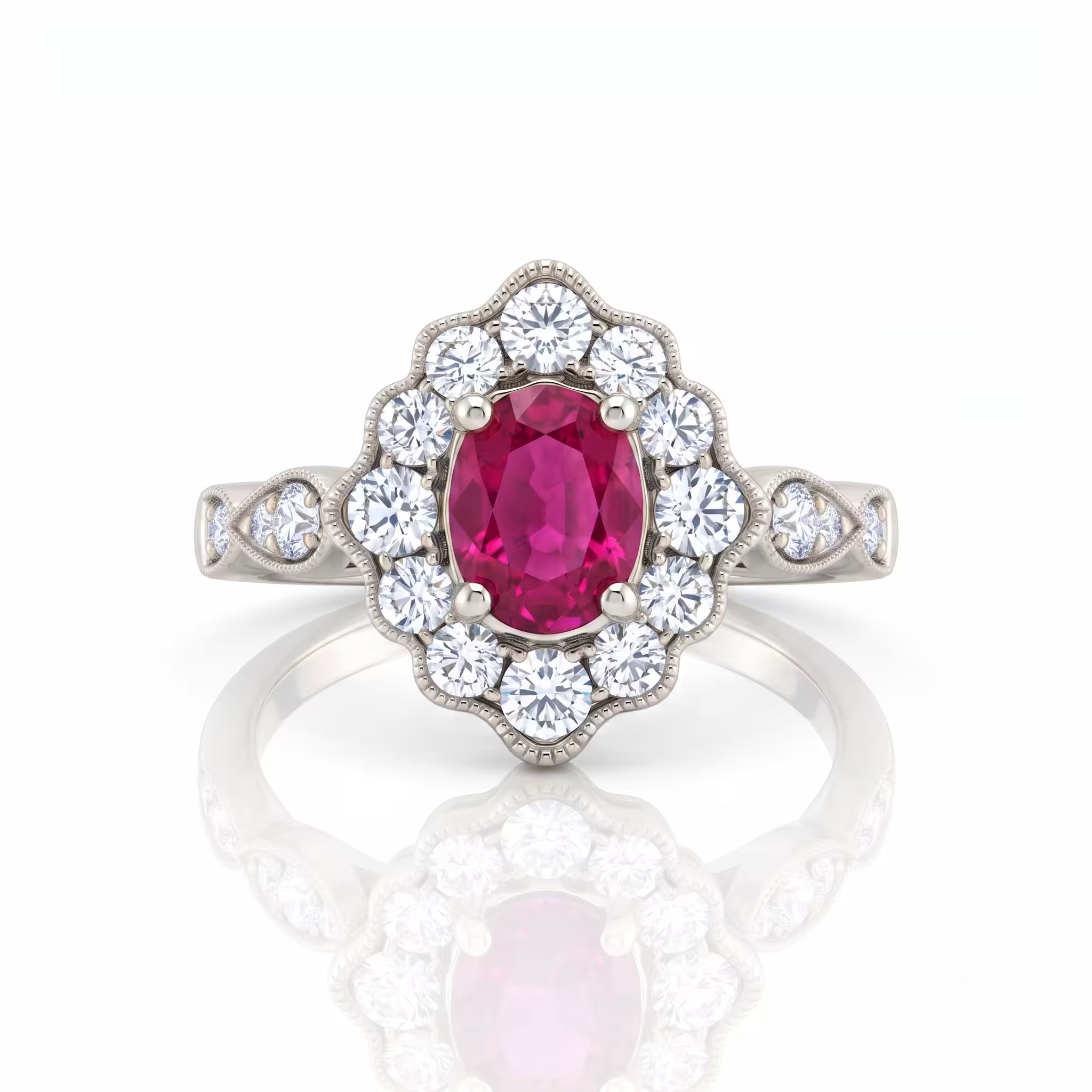 1.01ct Burma Ruby Engagement Ring | F VS1 Diamonds | 18K Gold