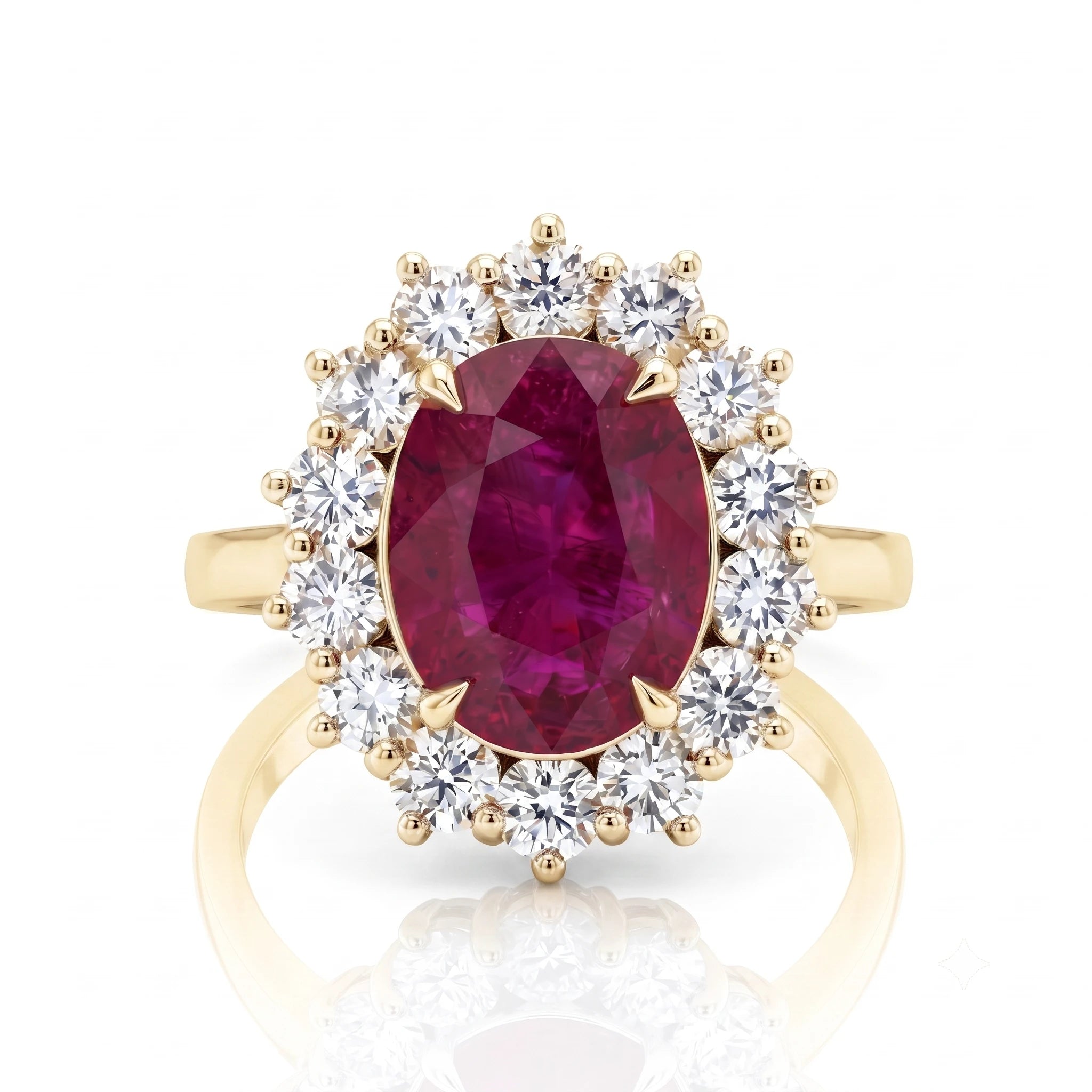 2.90ct Oval Shape Thai Ruby Halo Set Engagement Ring  - Platinum