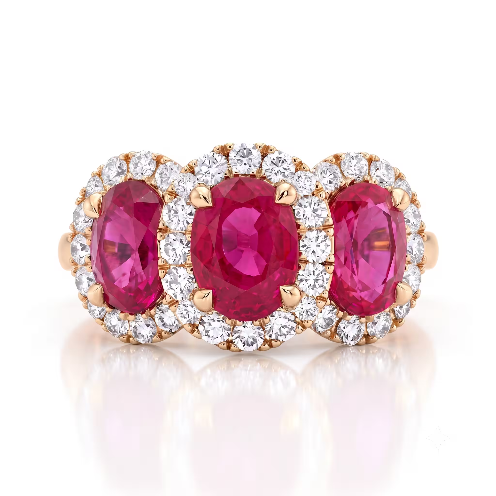 Ruby Halo Trilogy & Diamond Ring Chloe's Jewellers