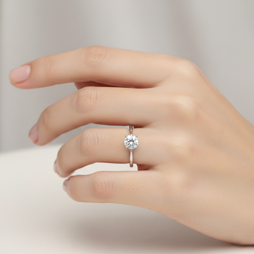 Engagement ring | Wedding ring | 18k yellow gold ring | Single stone ring | Natural diamond ring