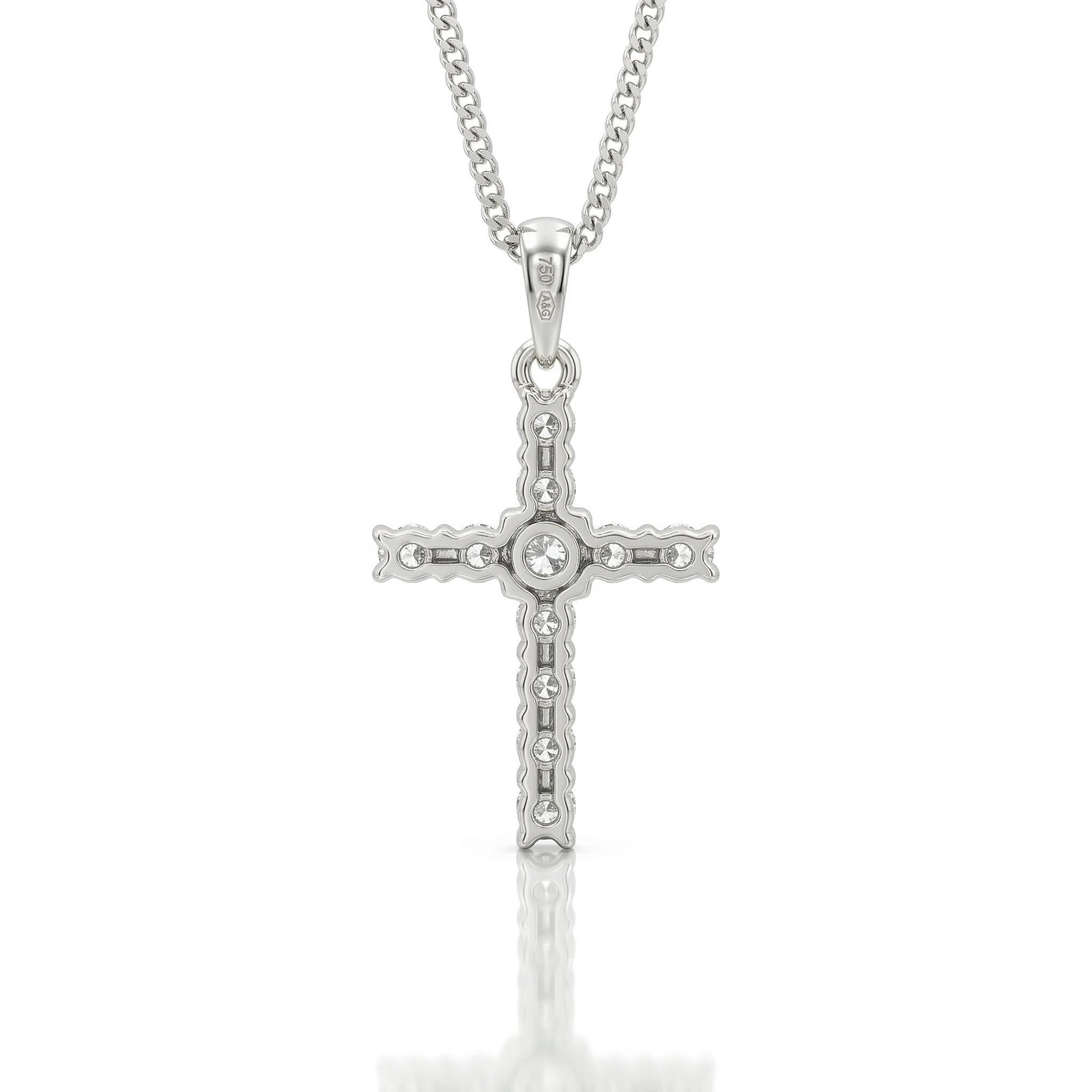 0.40ct Natural Diamond Cross Pendant Necklace in 18K White Gold Chloe's Jewellers