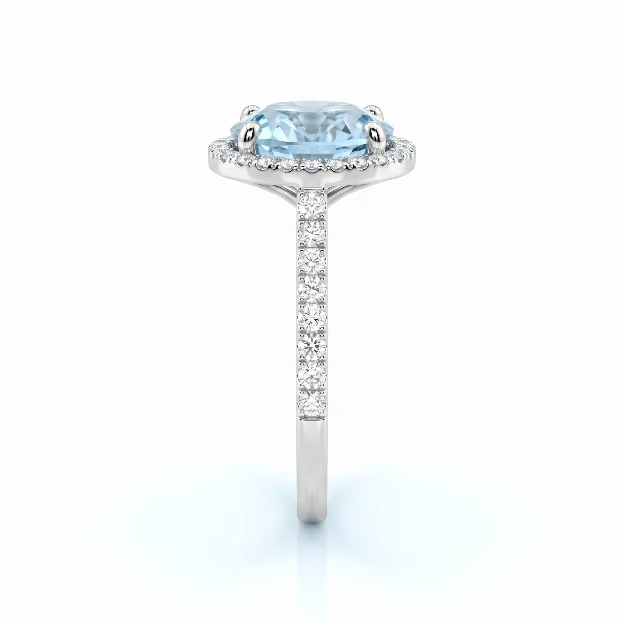 1.70ct Oval Cut Blue Topaz Engagement Ring - Platinum