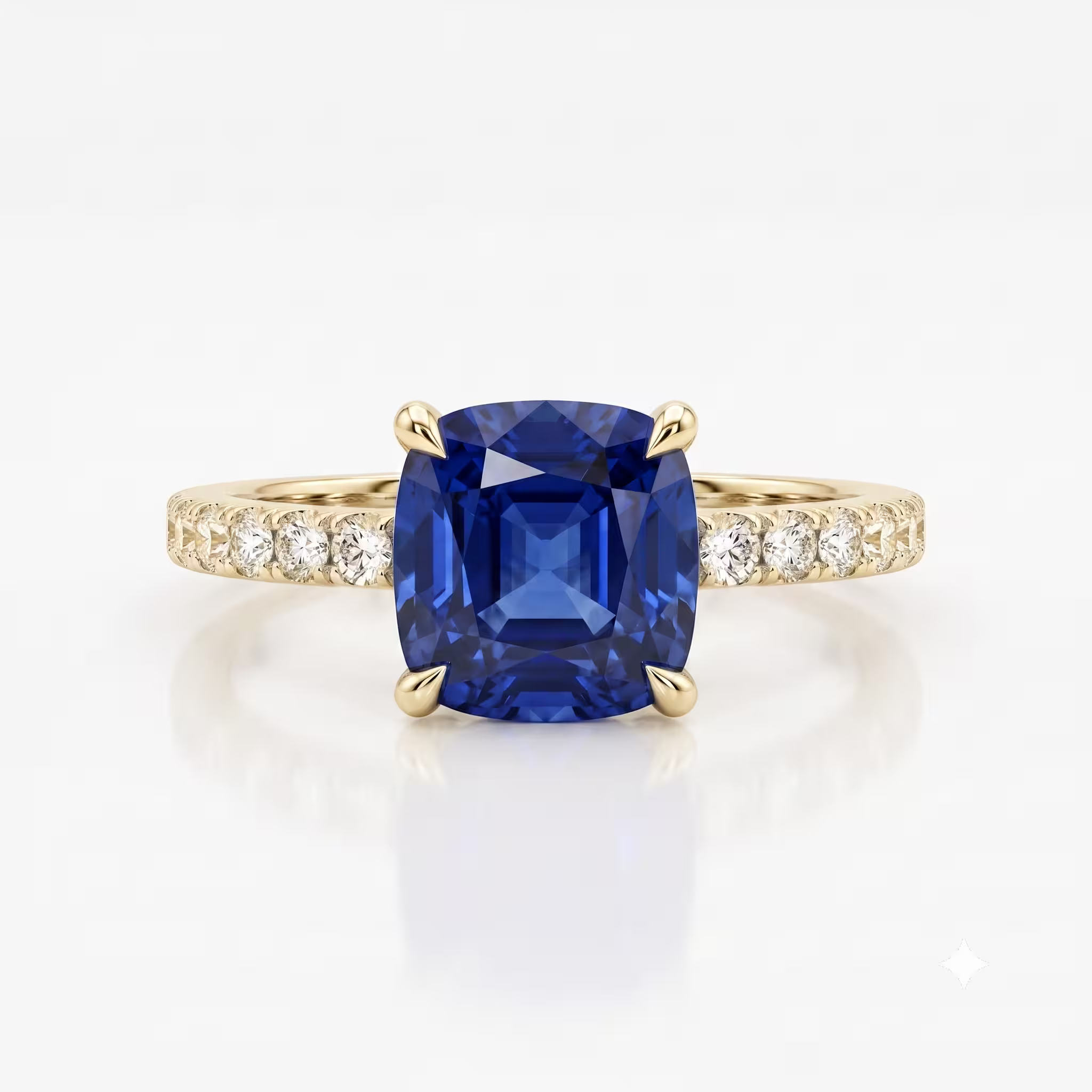 1.58ct Cushion Cut Blue Sapphire Engagement Ring - Platinum Chloe's Jewellers