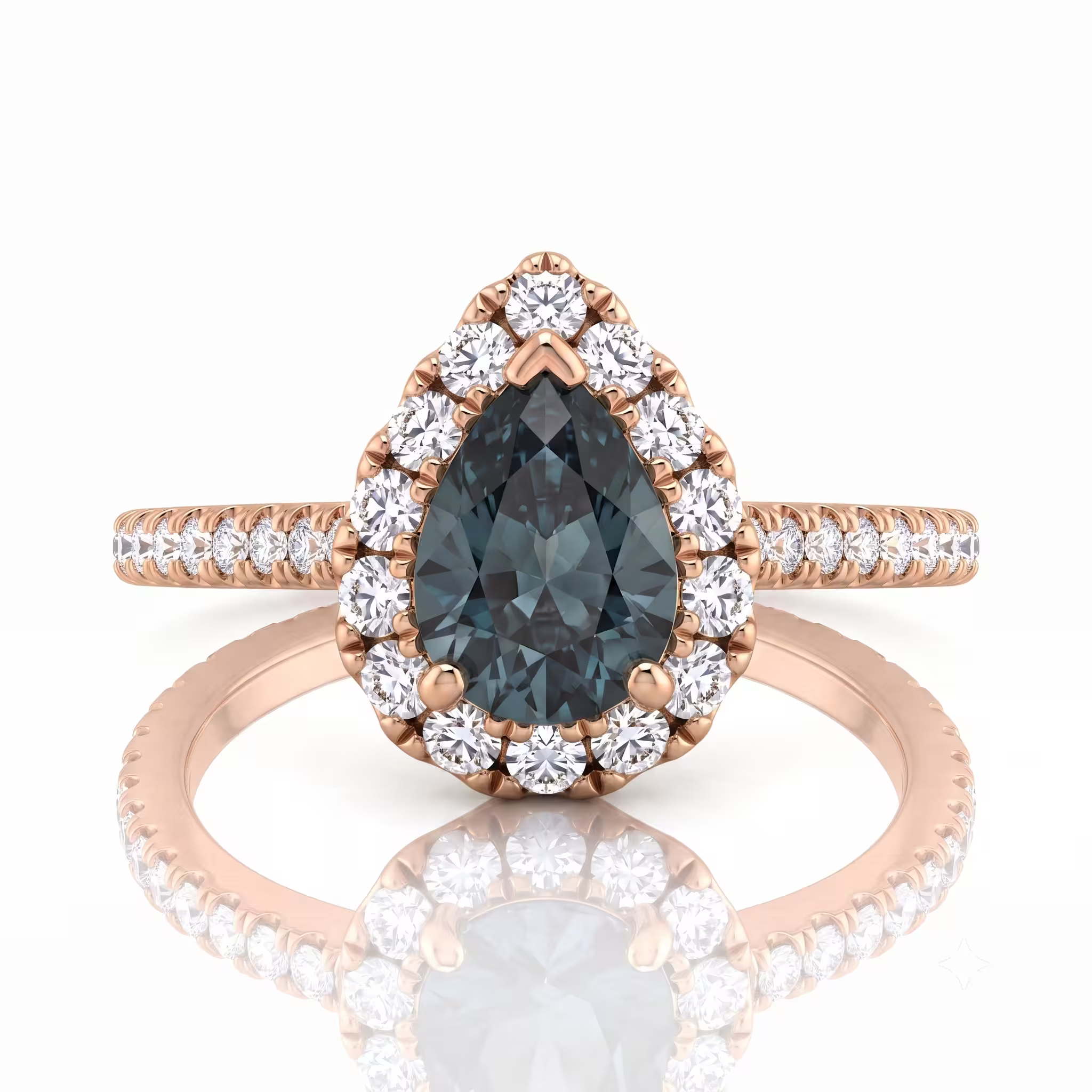 1.11ct Pear Cut Teal Sapphire Engagement Ring - 18K Gold