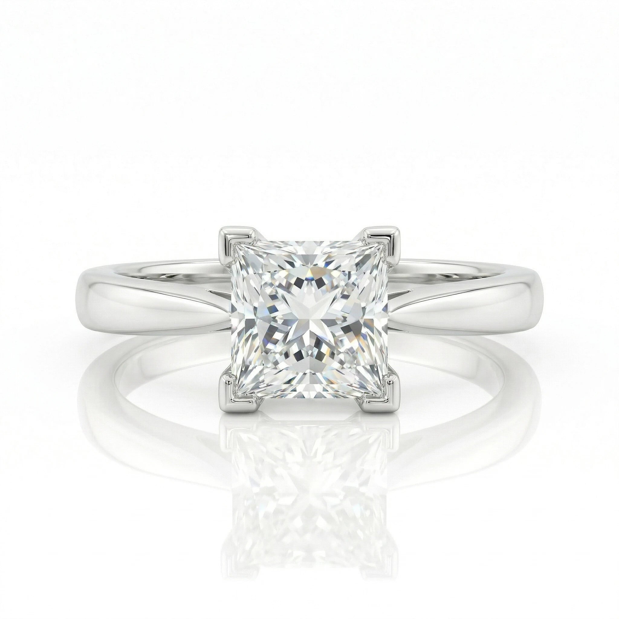 0.69ct GIA Natural Princess Cut Solitaire Setting Engagement Ring