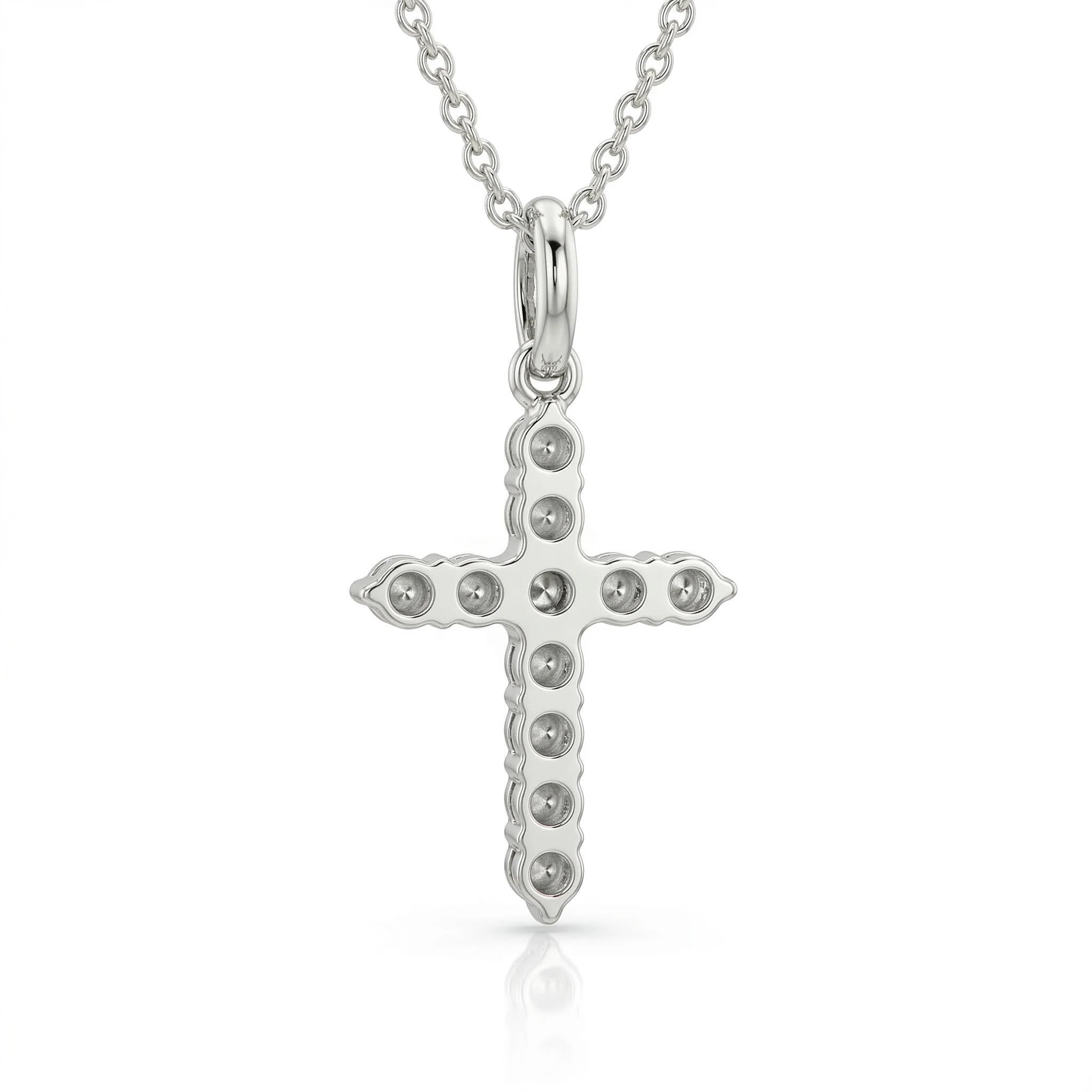 0.33ct Natural Diamond Cross Pendant Necklace in 18K White Gold Chloe's Jewellers