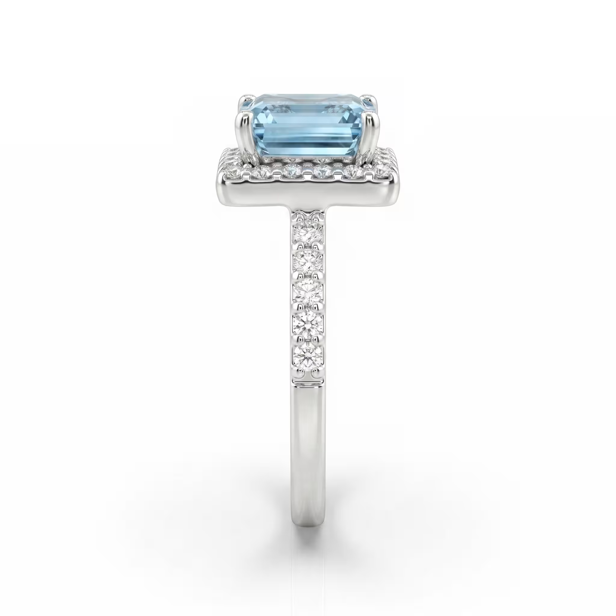 2.31ct Emerald Cut Aquamarine Stone Engagement Ring - 18K Gold