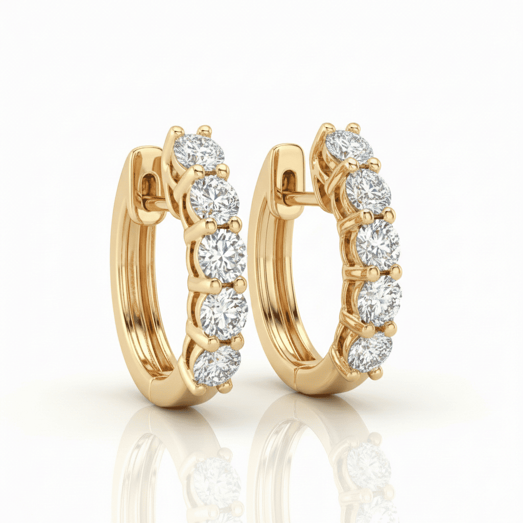 18K White Gold Brilliant Cut Diamond Round Hoop Earrings 1.50CT