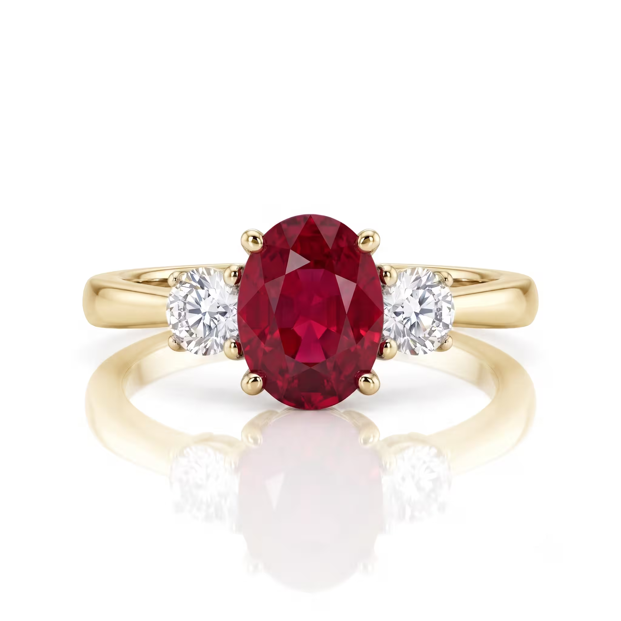 0.90ct Thai Ruby and Diamond Trilogy Engagement Ring Chloe's Jewellers