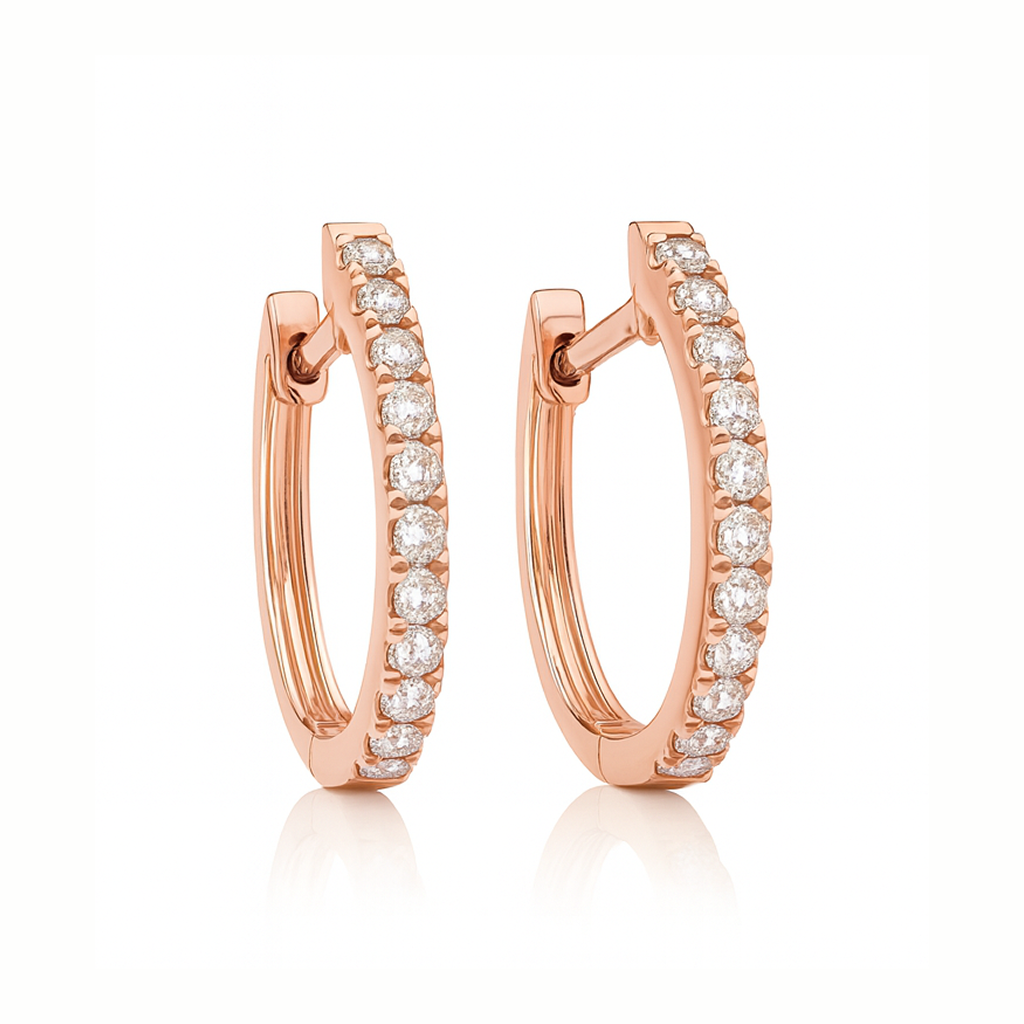 18K White Gold Grain Set Oval Hoop Diamond Earrings 0.30CT