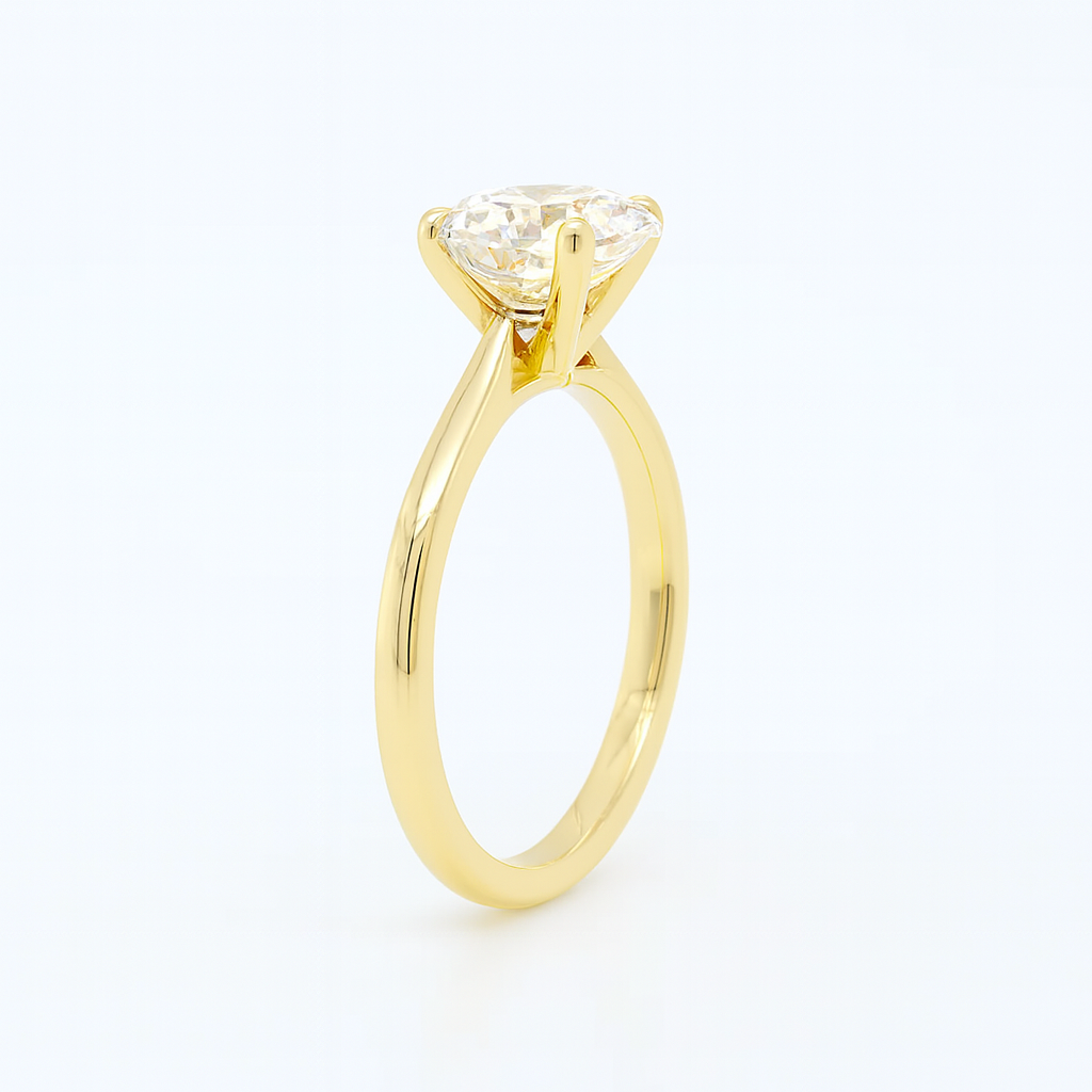 Engagement ring | Wedding ring | 18k yellow gold ring | Single stone ring | Natural diamond ring