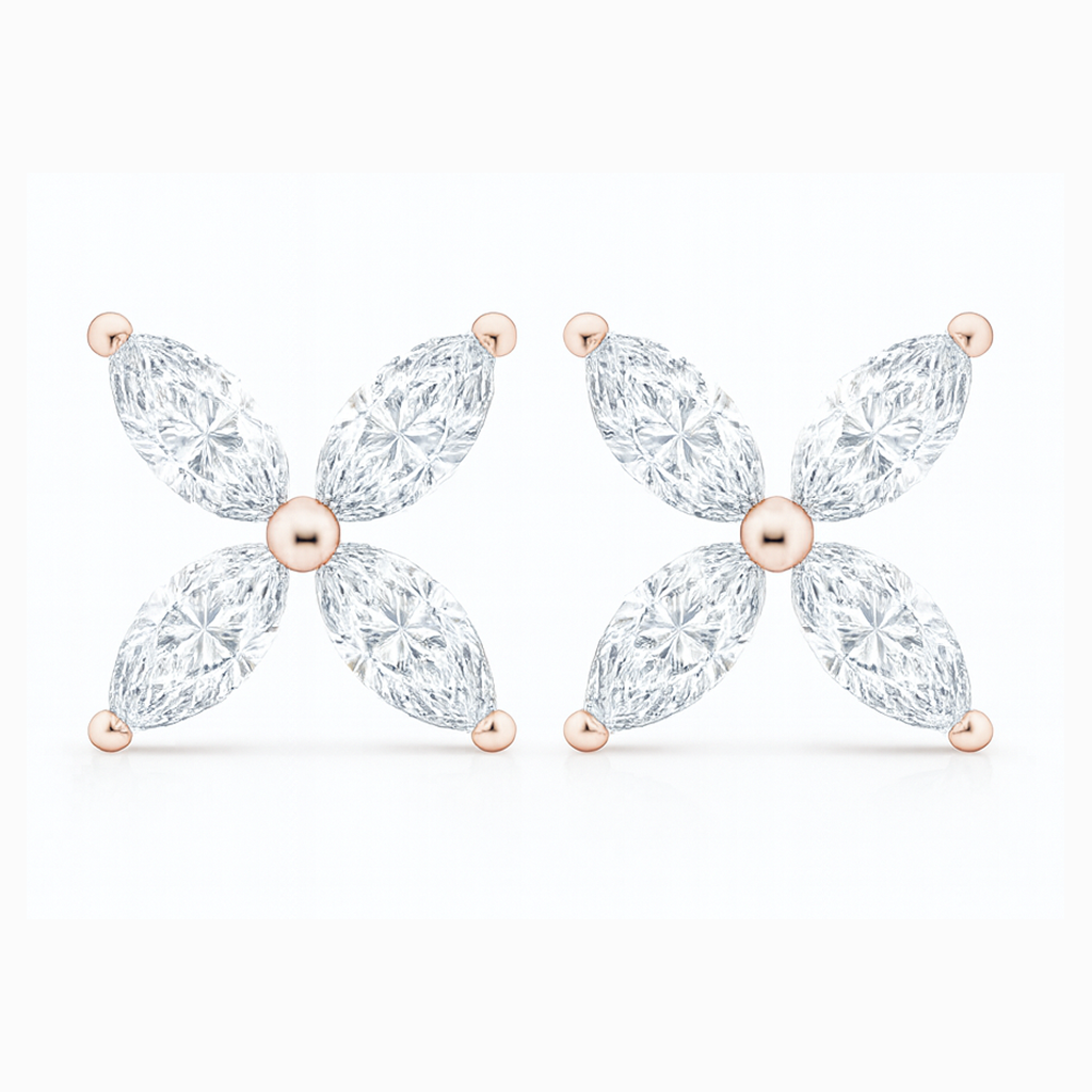 Marquise Diamond Claw Set Stud Earring