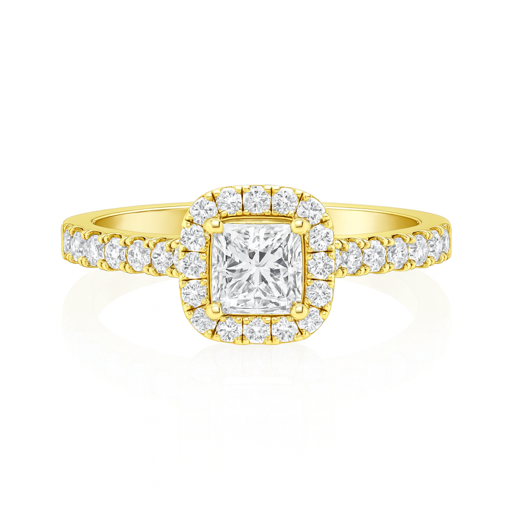 Peony Halo Princess Cut Diamond Ring