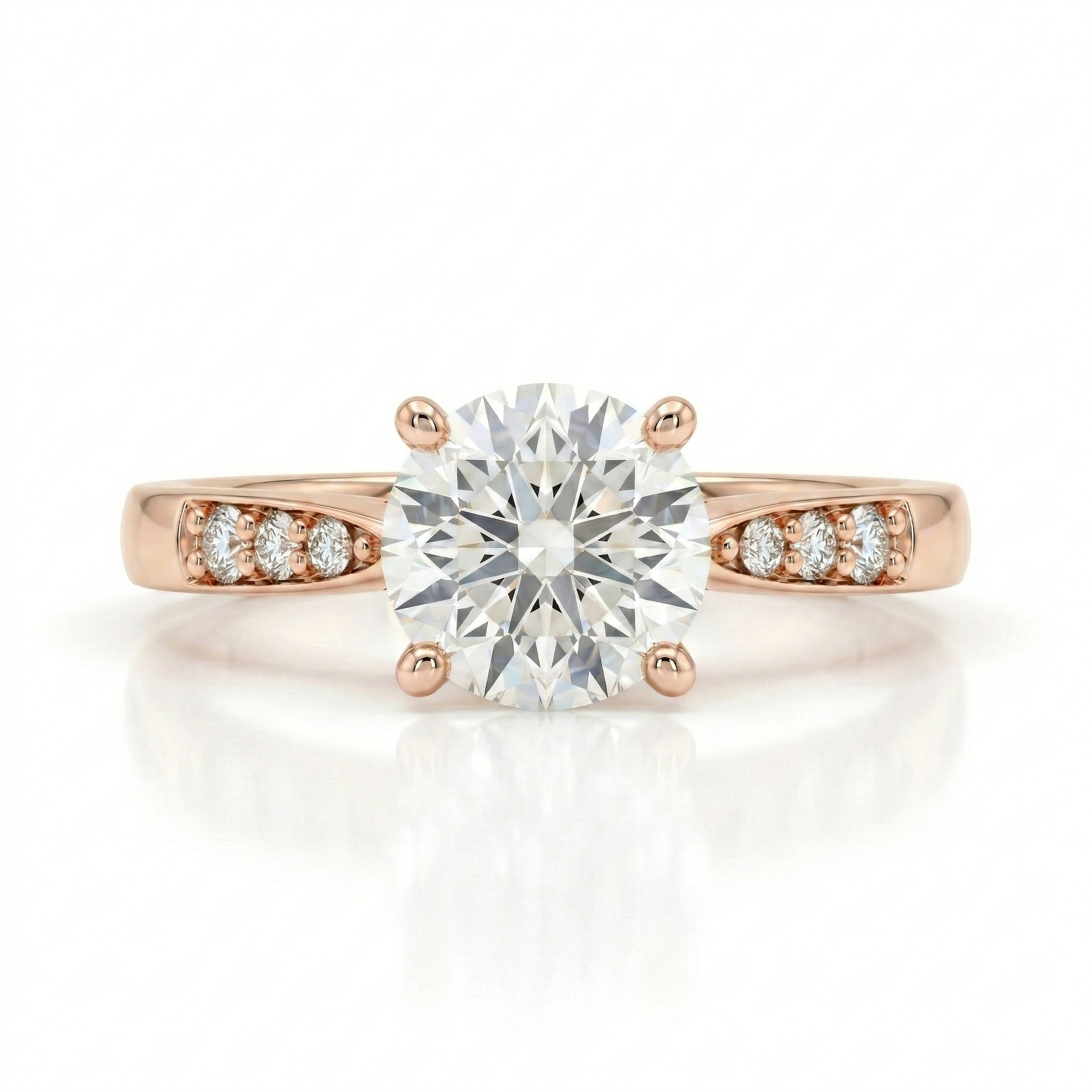 0.80ct GIA Round Cut Natural Diamond Engagement Ring with Stones on Shoulder