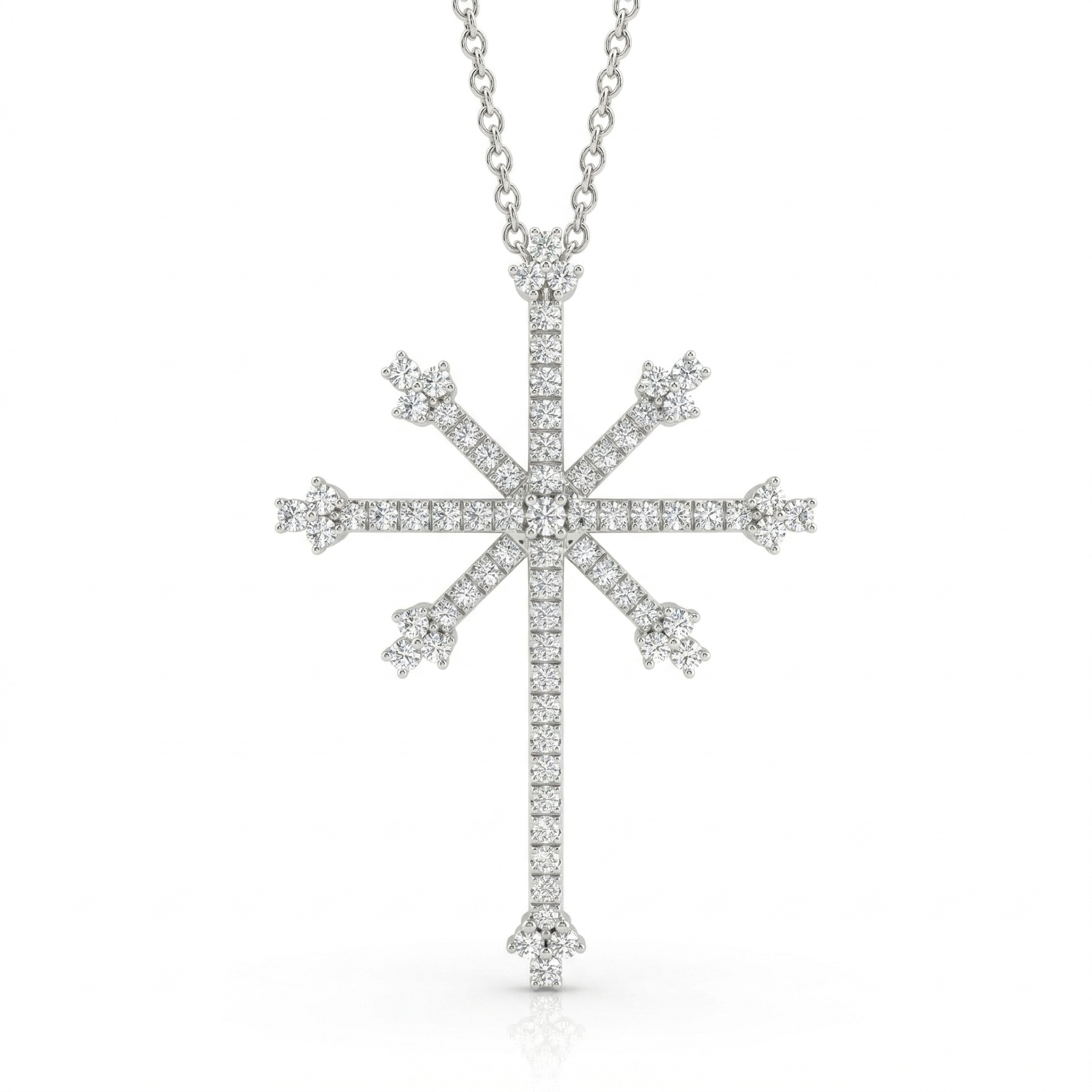 0.83ct Natural Diamond Cross Pendant Necklace in 18K White Gold