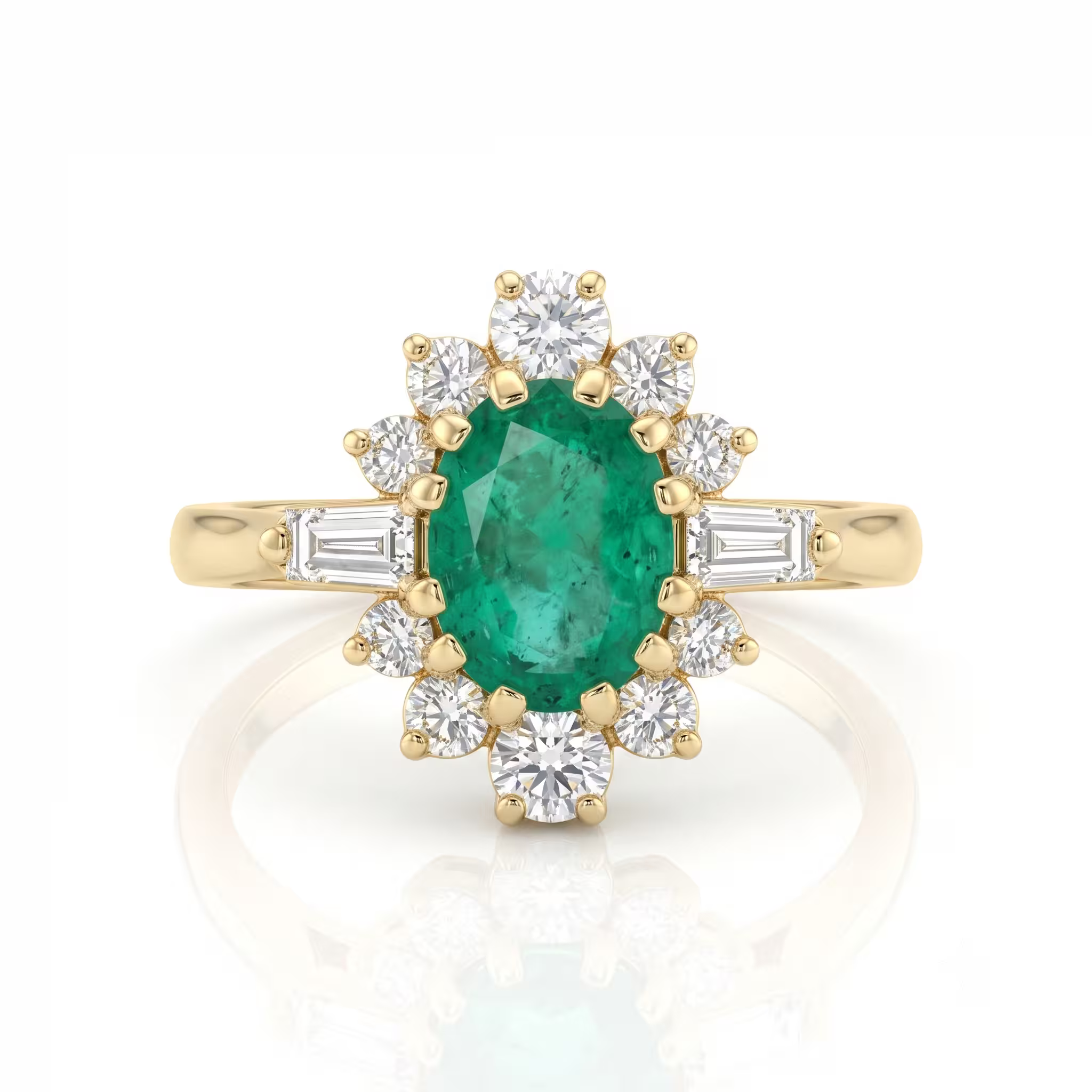 0.60ct Oval Cut Zambian Emerald Engagement Ring - 18K Gold