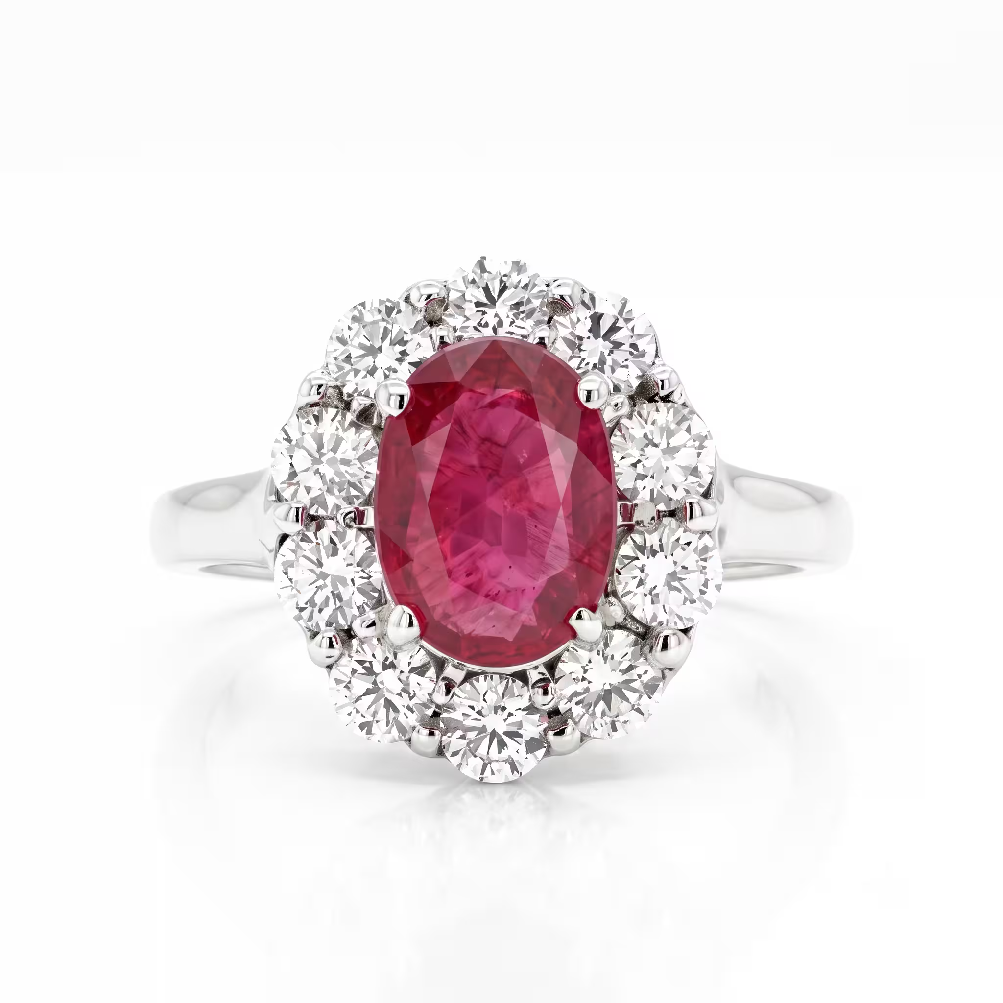 1.00ct Oval Shape African Ruby Halo Set Engagement Ring