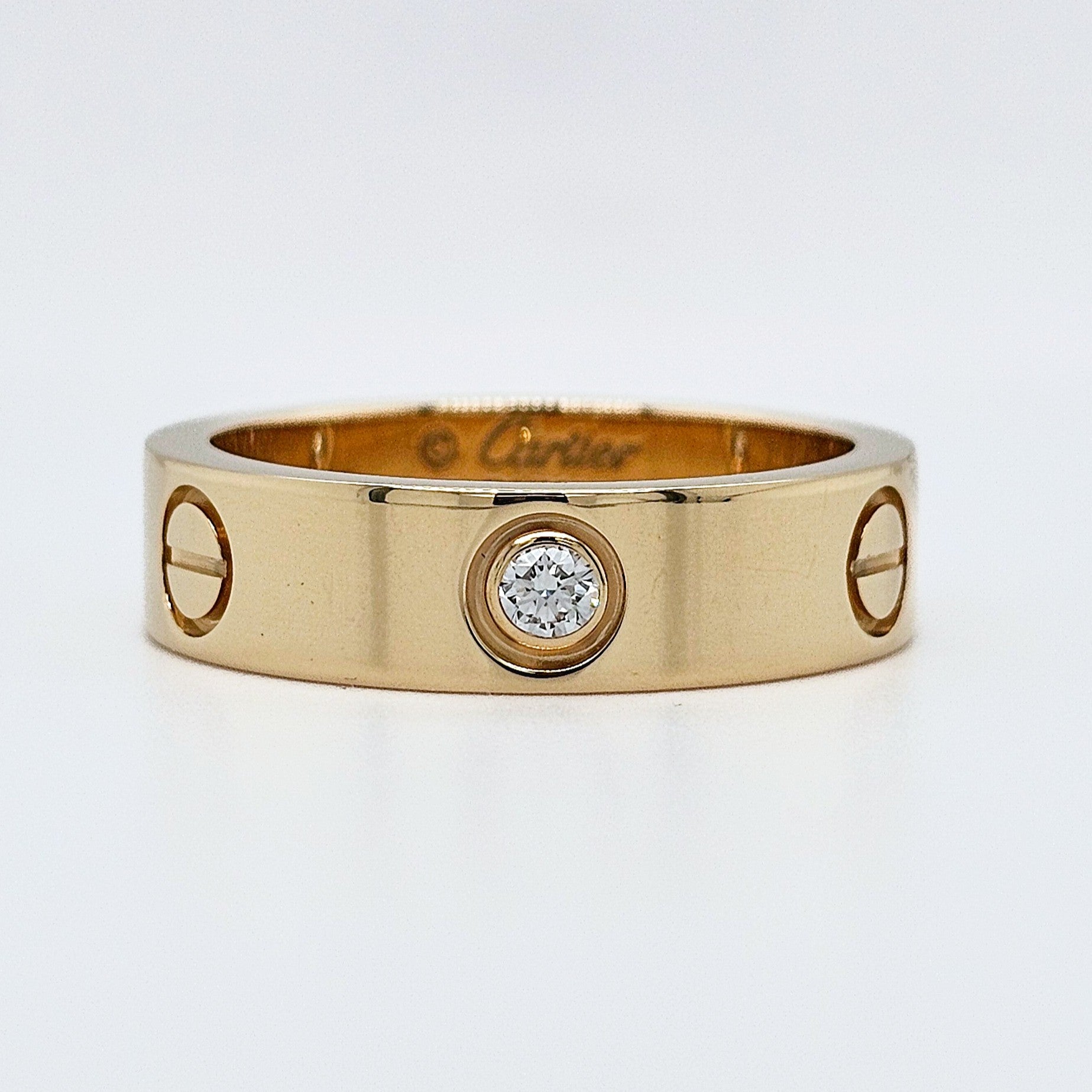 Cartier Love Ring, Classic Model, 3 Diamonds, 18ct Yellow Gold, Size 57