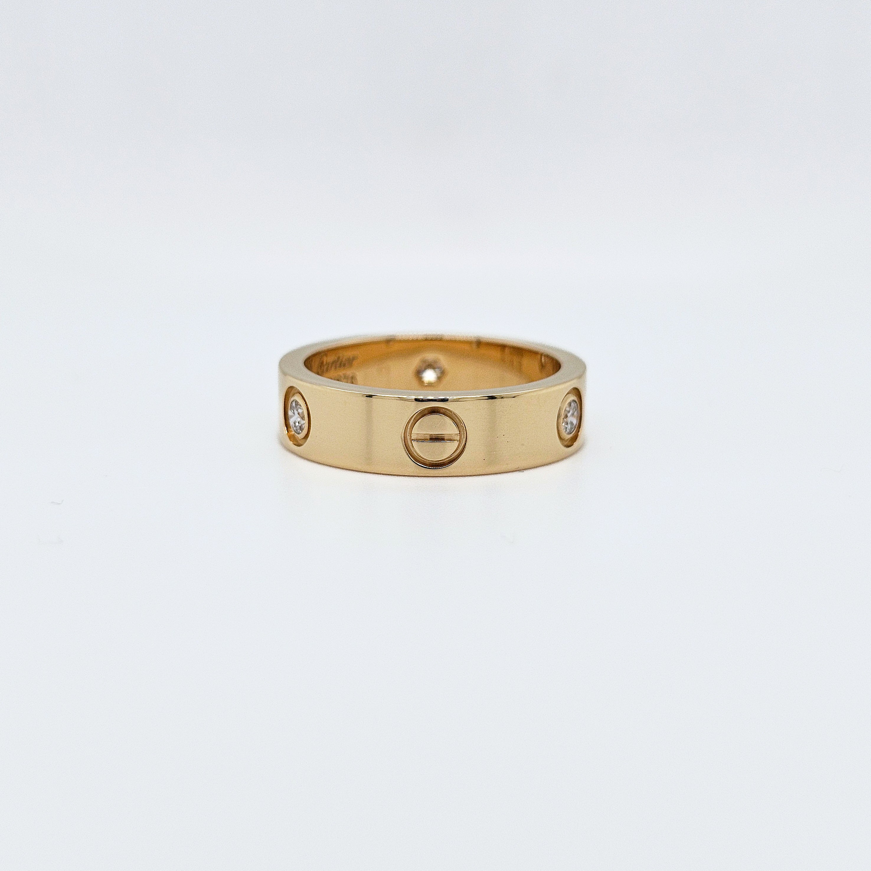 Cartier Love Ring, Classic Model, 3 Diamonds, 18ct Yellow Gold, Size 57