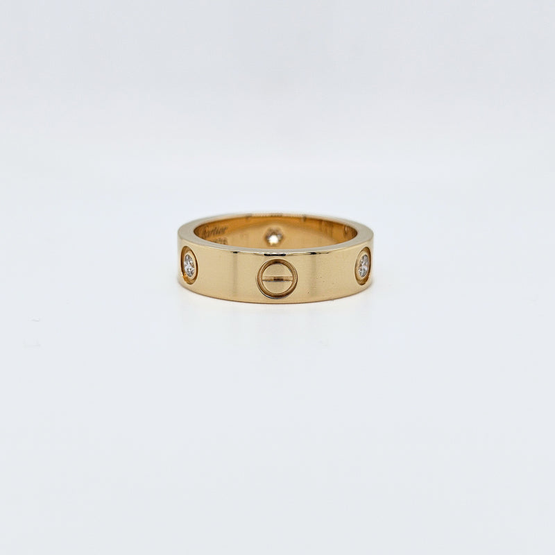 Cartier Love Ring, Classic Model, 3 Diamonds, 18ct Yellow Gold, Size 57