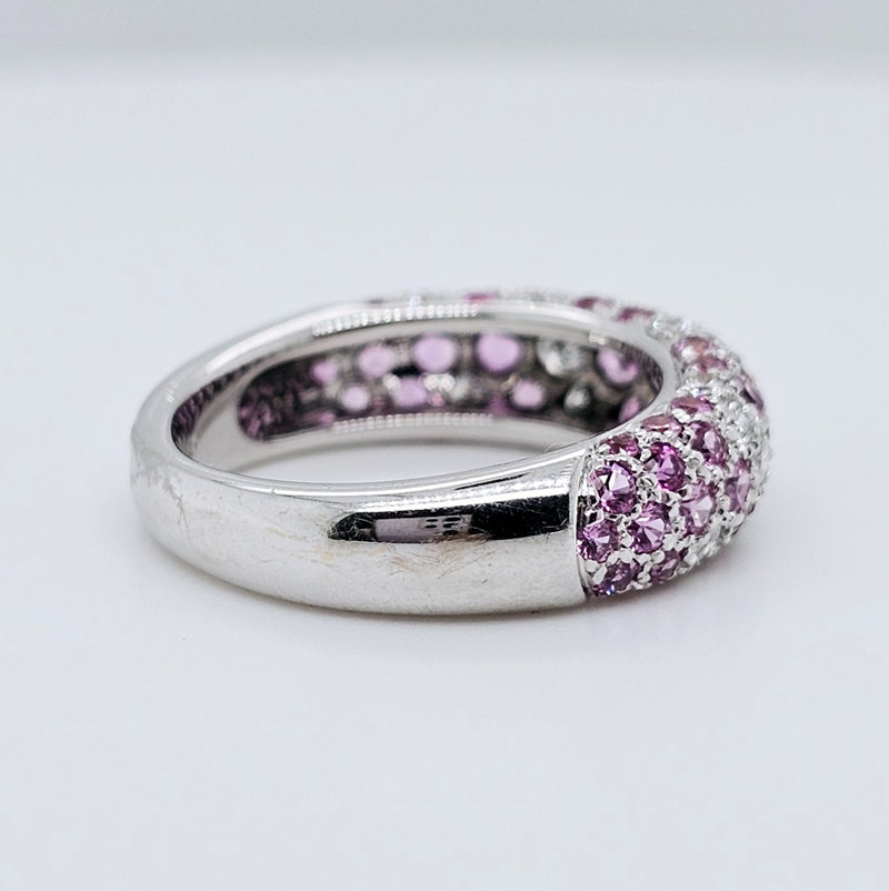 Pre-Owned Etincelle De Cartier Ring – 18k White Gold, Round Brilliant Cut Diamonds & Pink Sapphire