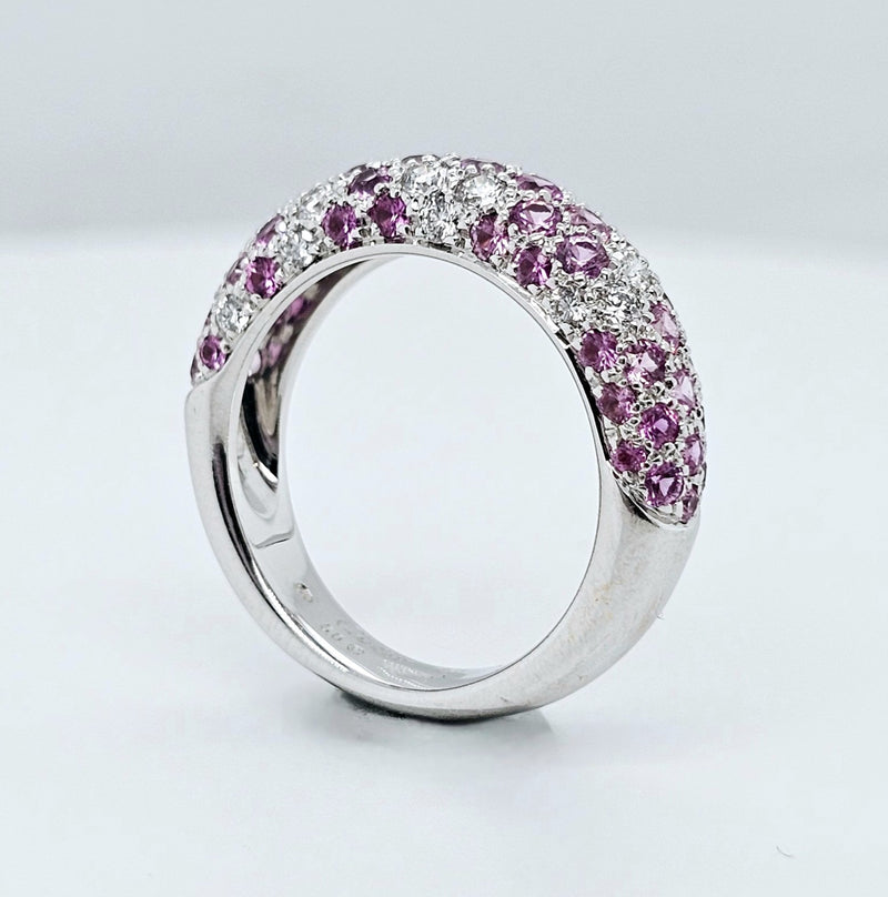 Pre-Owned Etincelle De Cartier Ring – 18k White Gold, Round Brilliant Cut Diamonds & Pink Sapphire