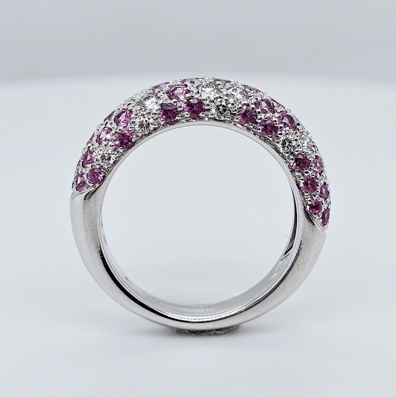 Pre-Owned Etincelle De Cartier Ring – 18k White Gold, Round Brilliant Cut Diamonds & Pink Sapphire