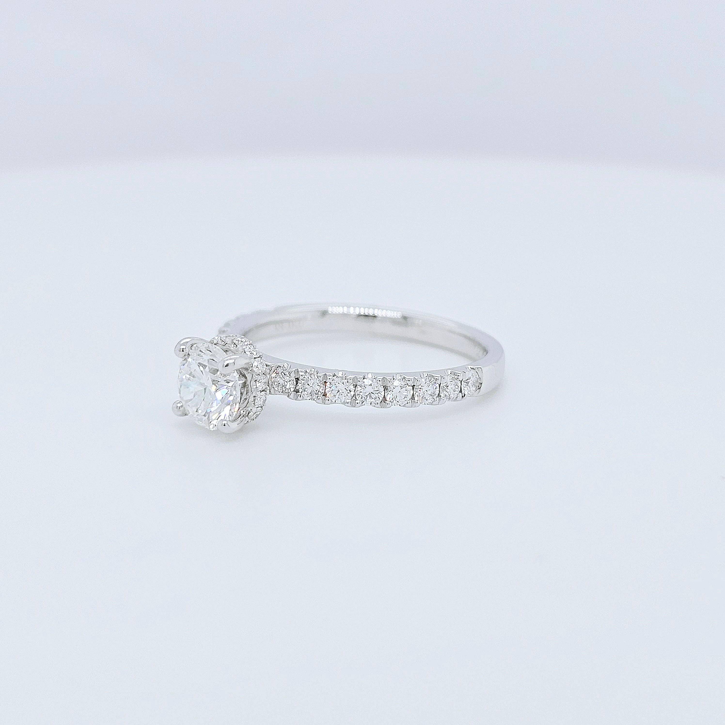 Engagement ring | Proposal ring | 18k White gold wedding ring | Diamonds on band