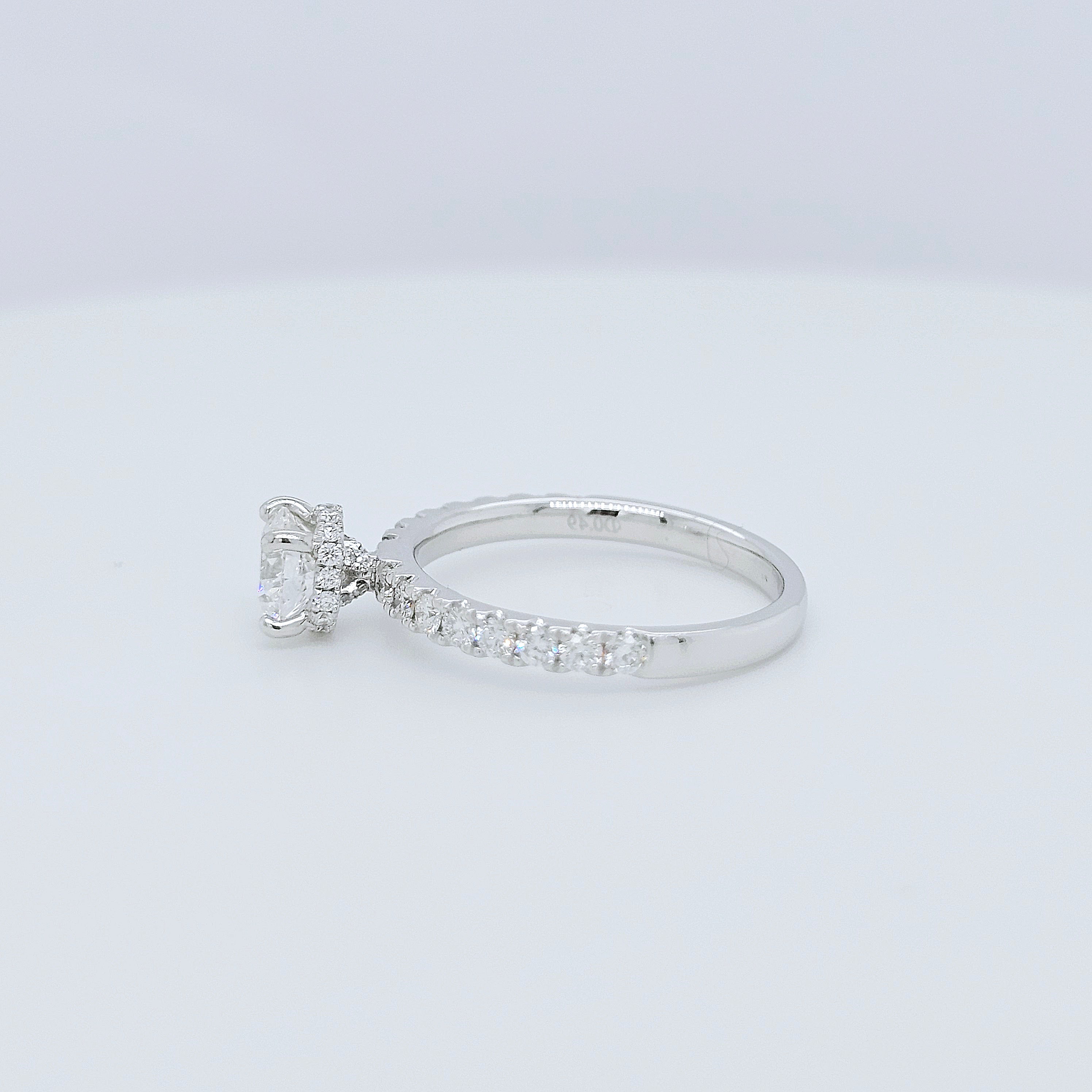 Engagement ring | Proposal ring | 18k White gold wedding ring | Diamonds on band
