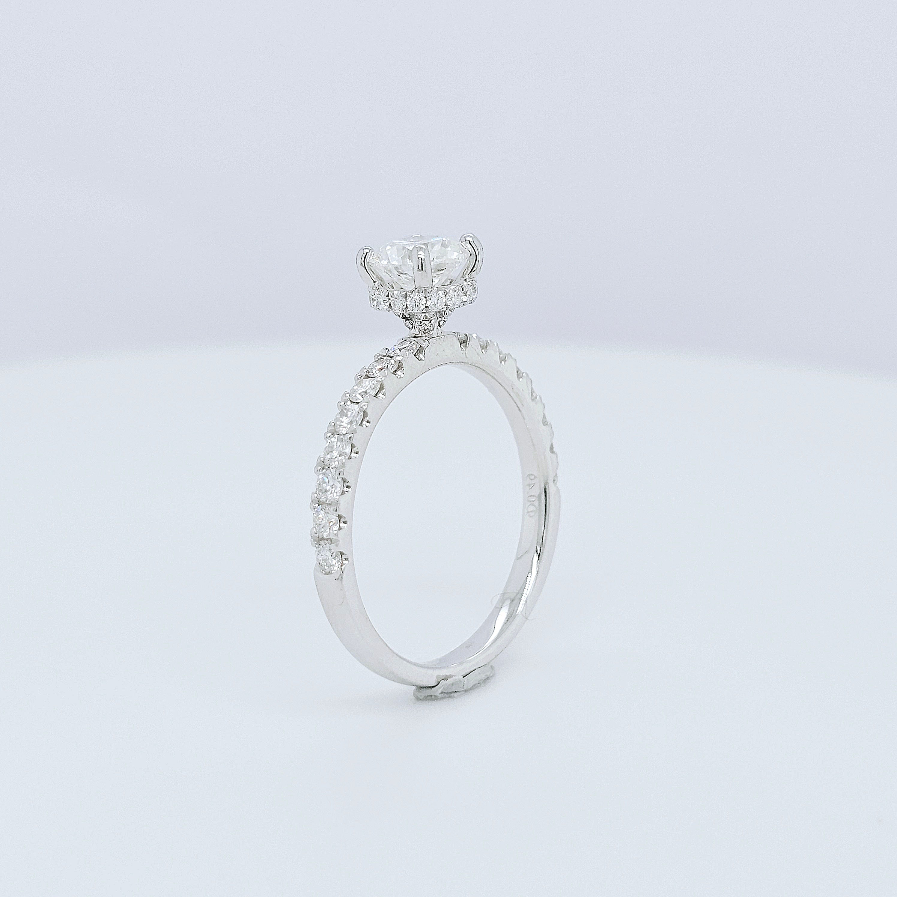 Engagement ring | Proposal ring | 18k White gold wedding ring | Diamonds on band