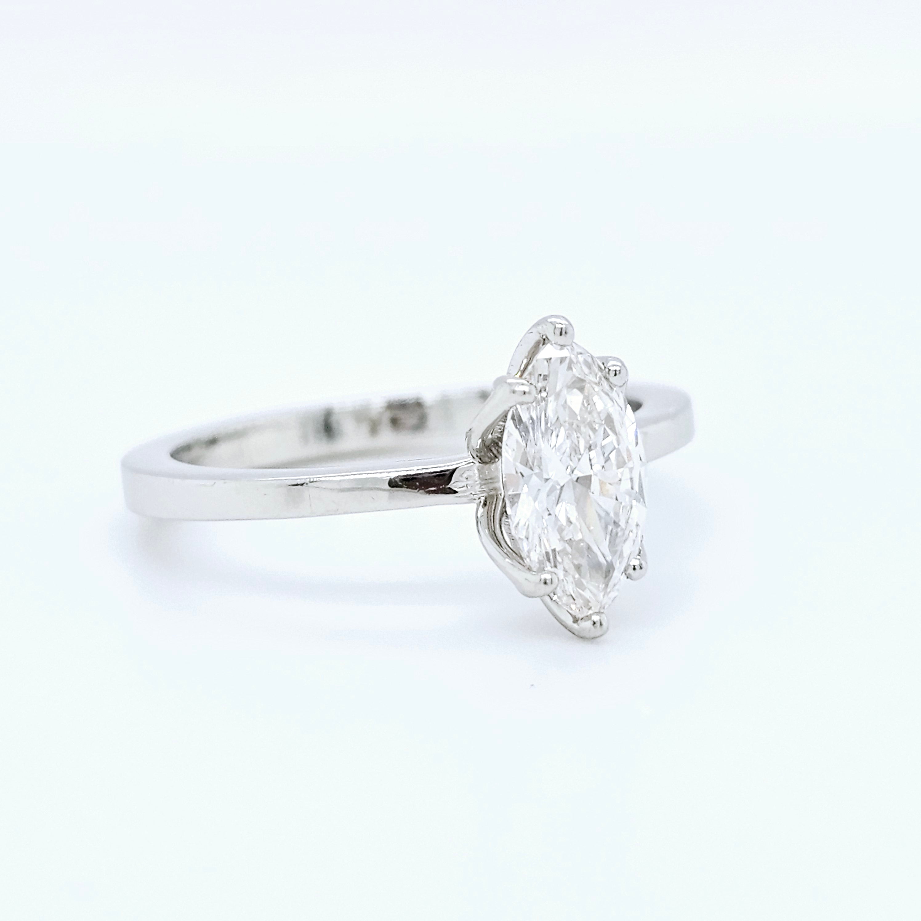 Platinum Marquise Diamond Solitaire Engagement Ring – 0.80ct H/VVS1
