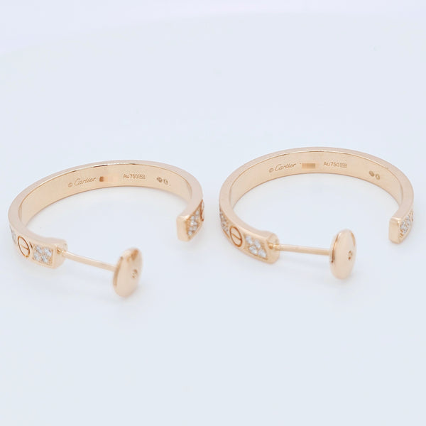 Cartier Love Hoop Earrings, Medium Model, Diamond Paved, 18ct Rose Gold