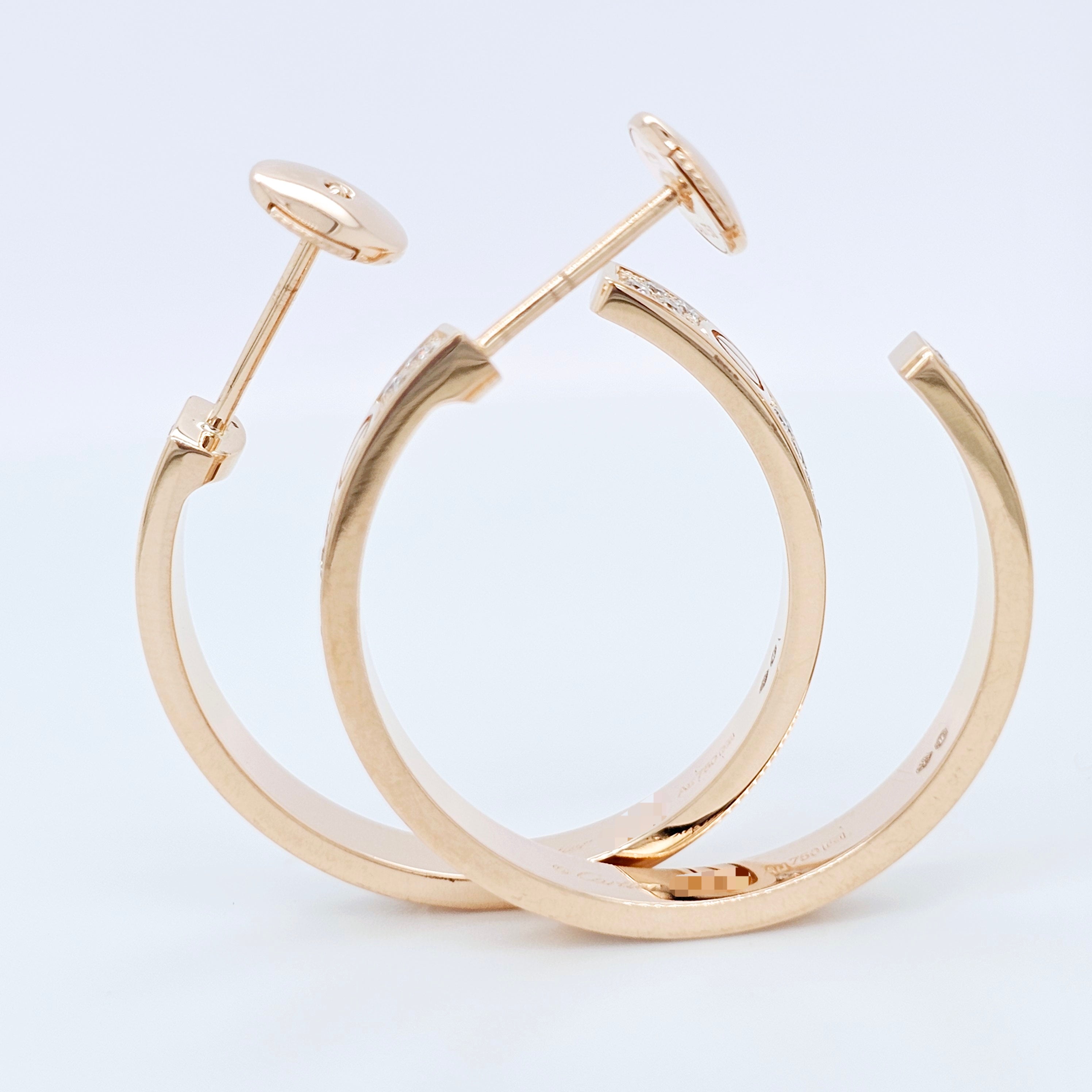 Cartier Love Hoop Earrings, Medium Model, Diamond Paved, 18ct Rose Gold