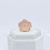 Pasquale Bruni Bon Ton Rose Quartz and Diamond Rose Ring, 18k Rose Gold